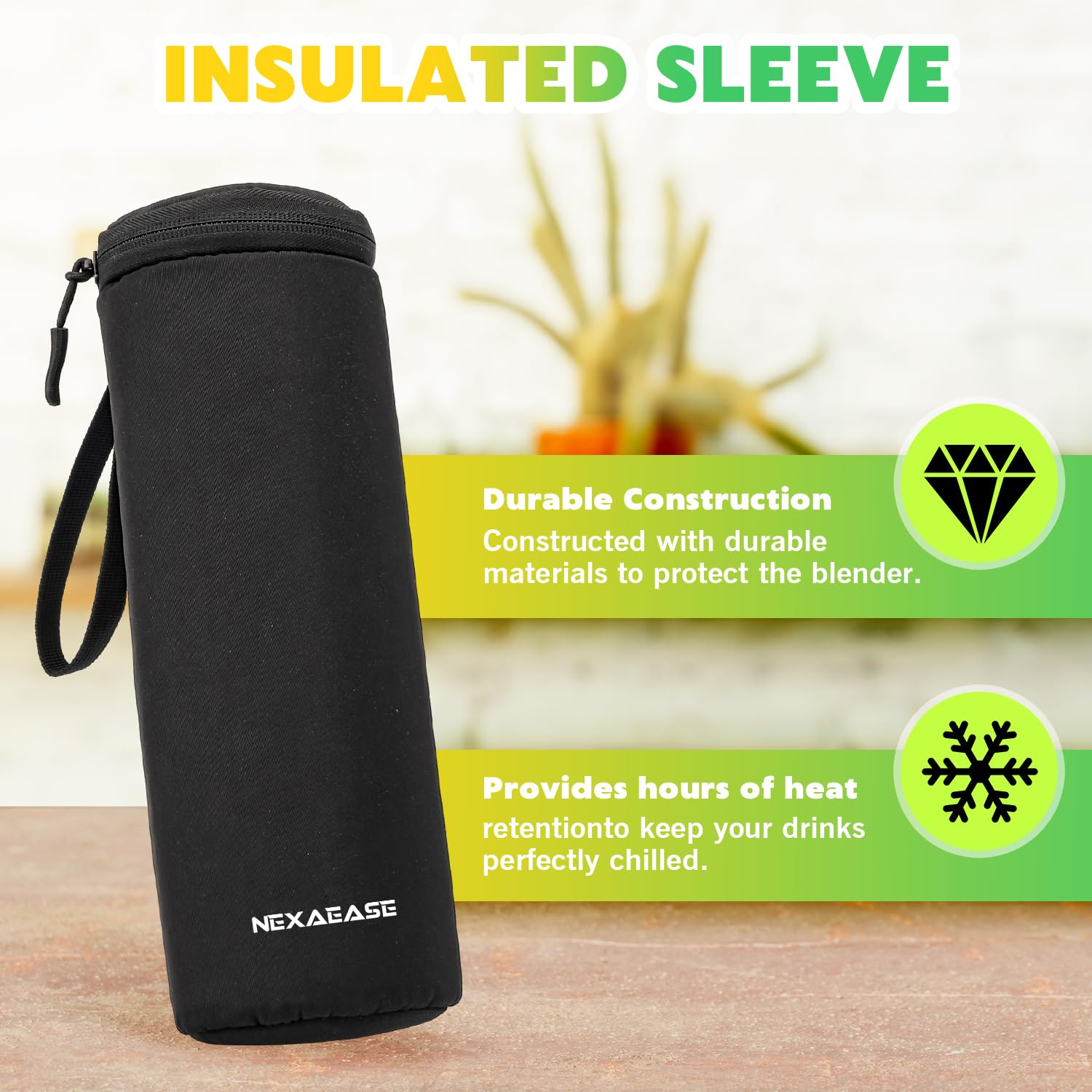 Frullatore portatile con manicotto isolato per frullati e frullati, mini tazza con 6 lame, coperchio da viaggio, ricaricabile tramite USB, piccolo frullatore per cucina, viaggi, ufficio, palestra