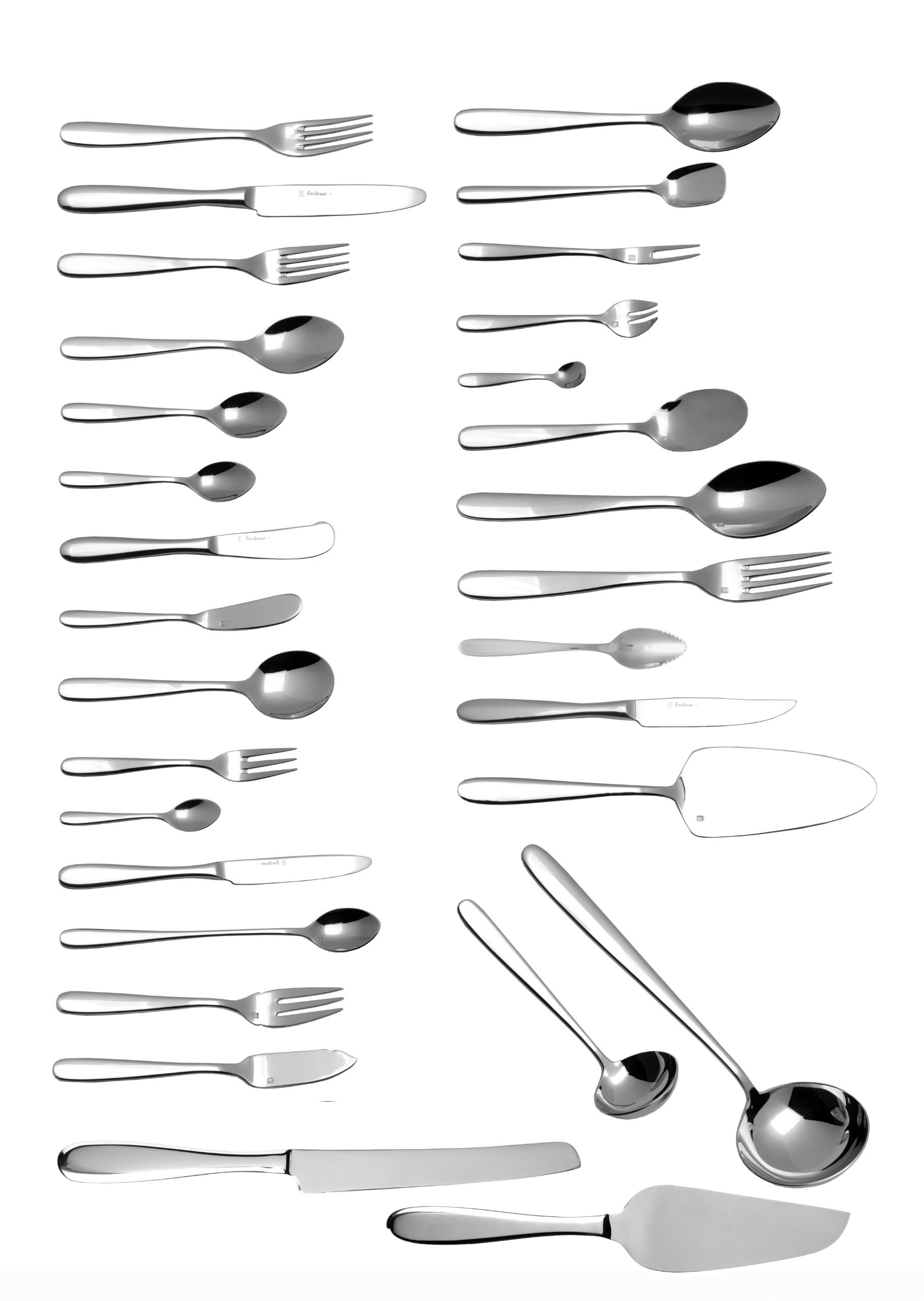 Fortessa Grand City 18/10 Edelstahl 5-teiliges Besteck Set Dessert-/ovaler Suppenlöffel Dessert/Oval Soup Spoon silber