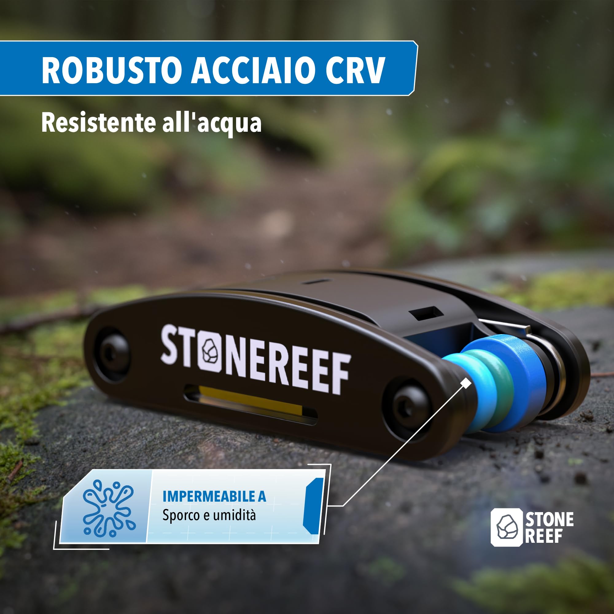 16 in 1 - Utensile CRV con chiave esagonale da 2 a 6 mm, chiave a bussola 8/9/10 mm, cacciavite a croce e a taglio, chiave a bussola 8/10/15 mm, set di attrezzi per bicicletta per MTB e bici da strada