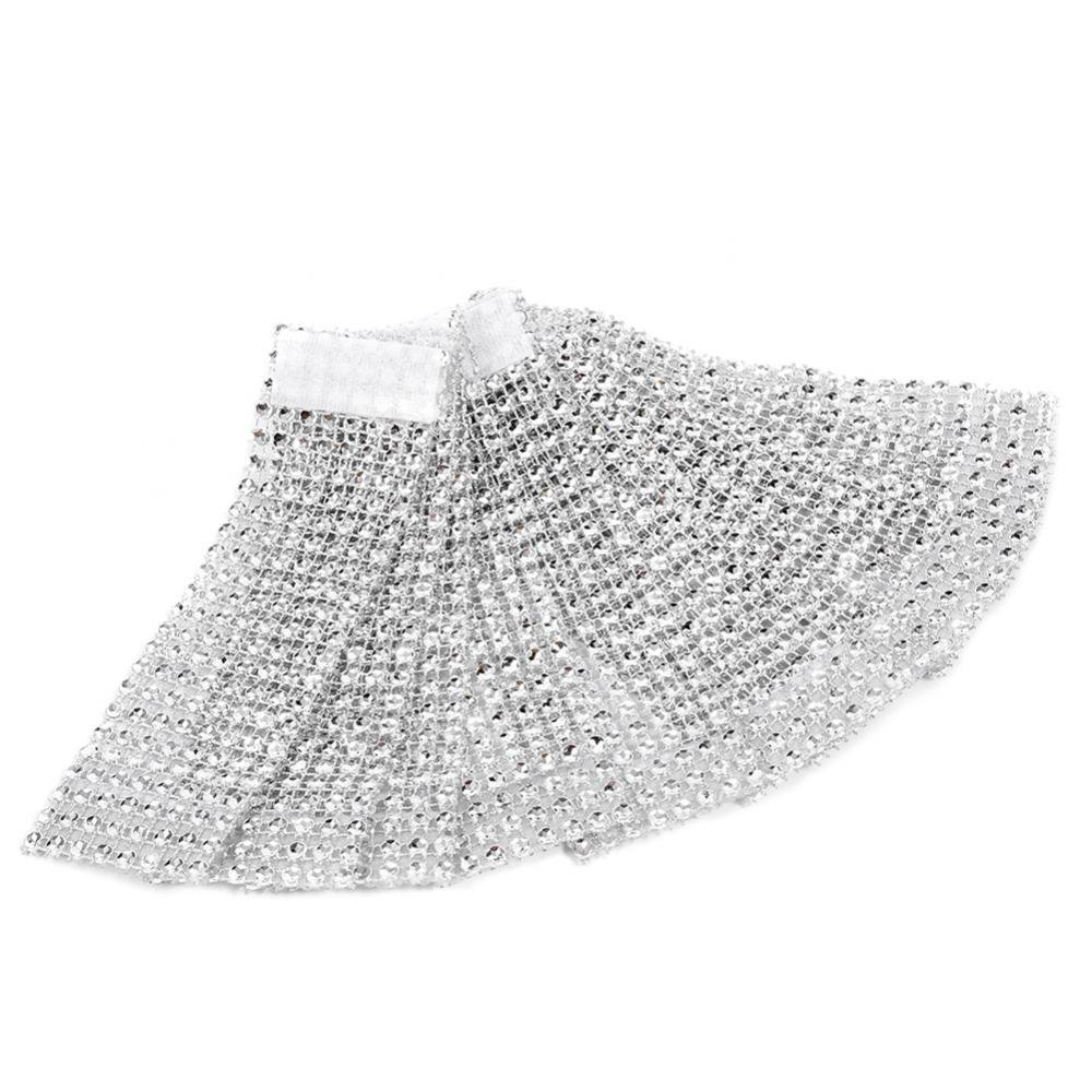 Raguso Silver 50/100 8 Rows Chair Sash Napkin Rings Diamond Mesh Wrap Ribbon For Christmas Wedding Party Banquet Reception Catering (100Pcs-)