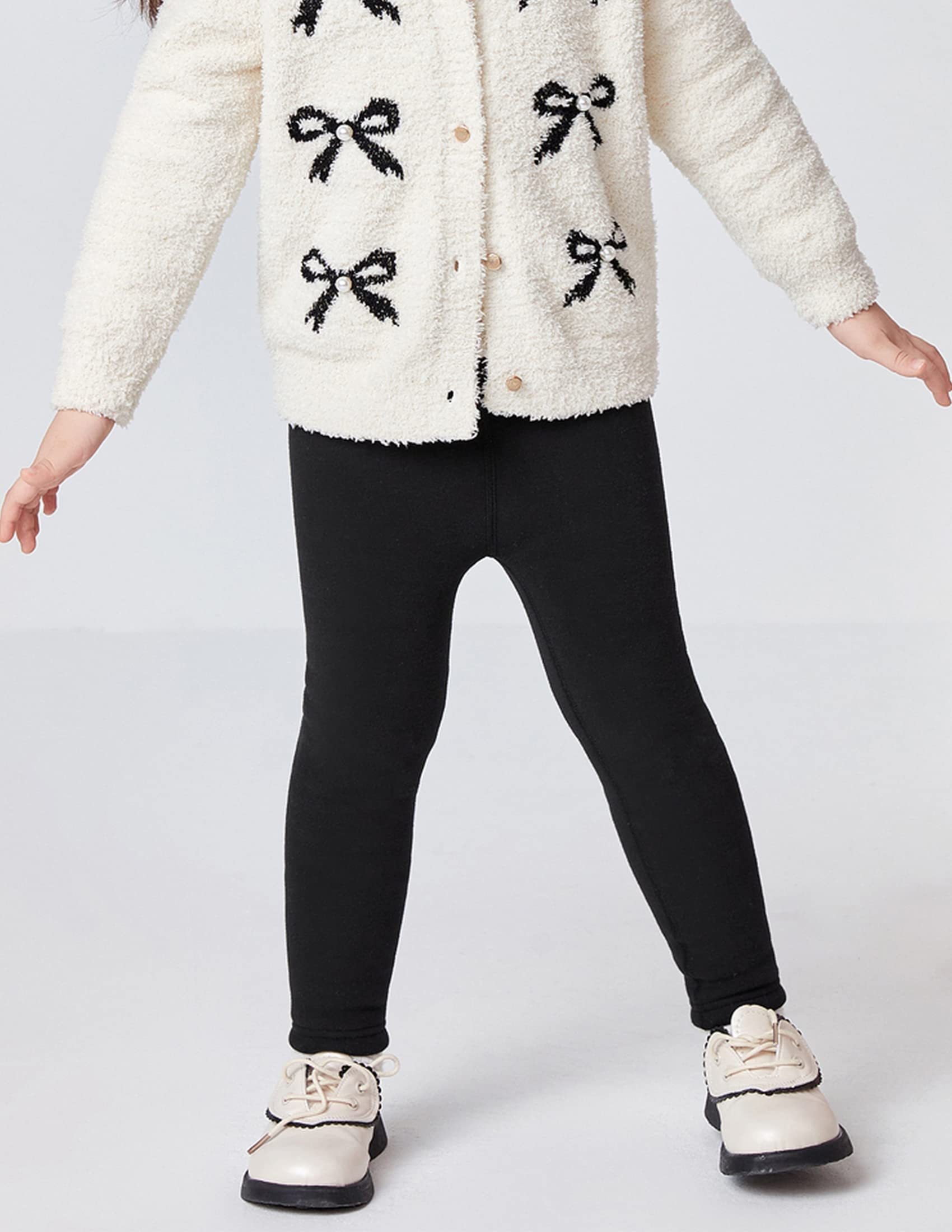 Kiench Mädchen Leggings Winter Dick Gefüttert Hosen Baumwolle 4er-Pack