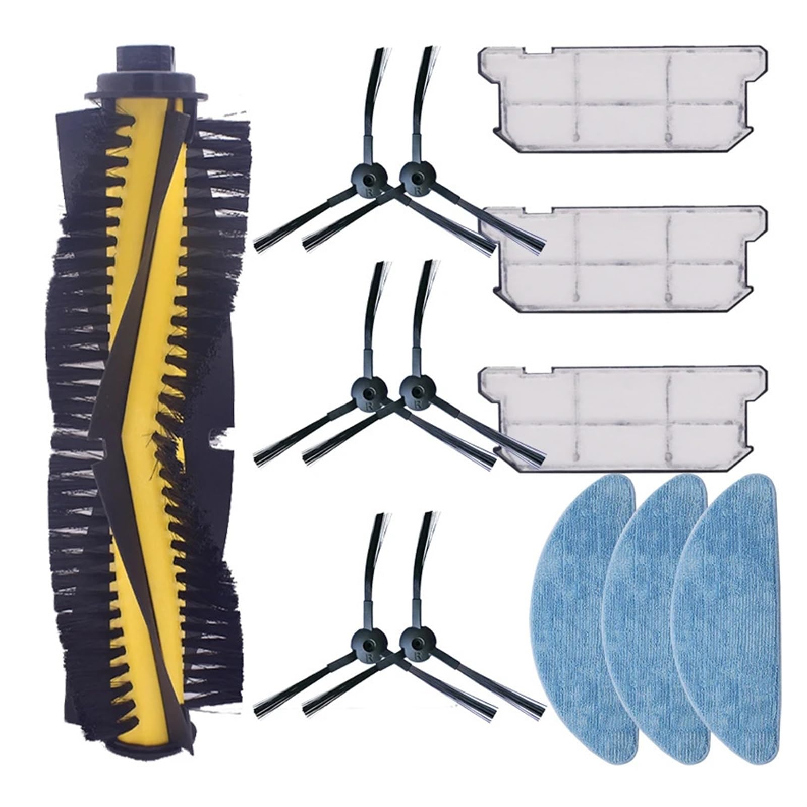 BCWBLWE Robotic Vacuum Cleaner Sparts Parts Kits?Roller Main Side Brush Cloth Mop Filter Hepa?Compatible for Ilife V7S Pro V7s V7s Plus V7(2pcs Roller Brush)