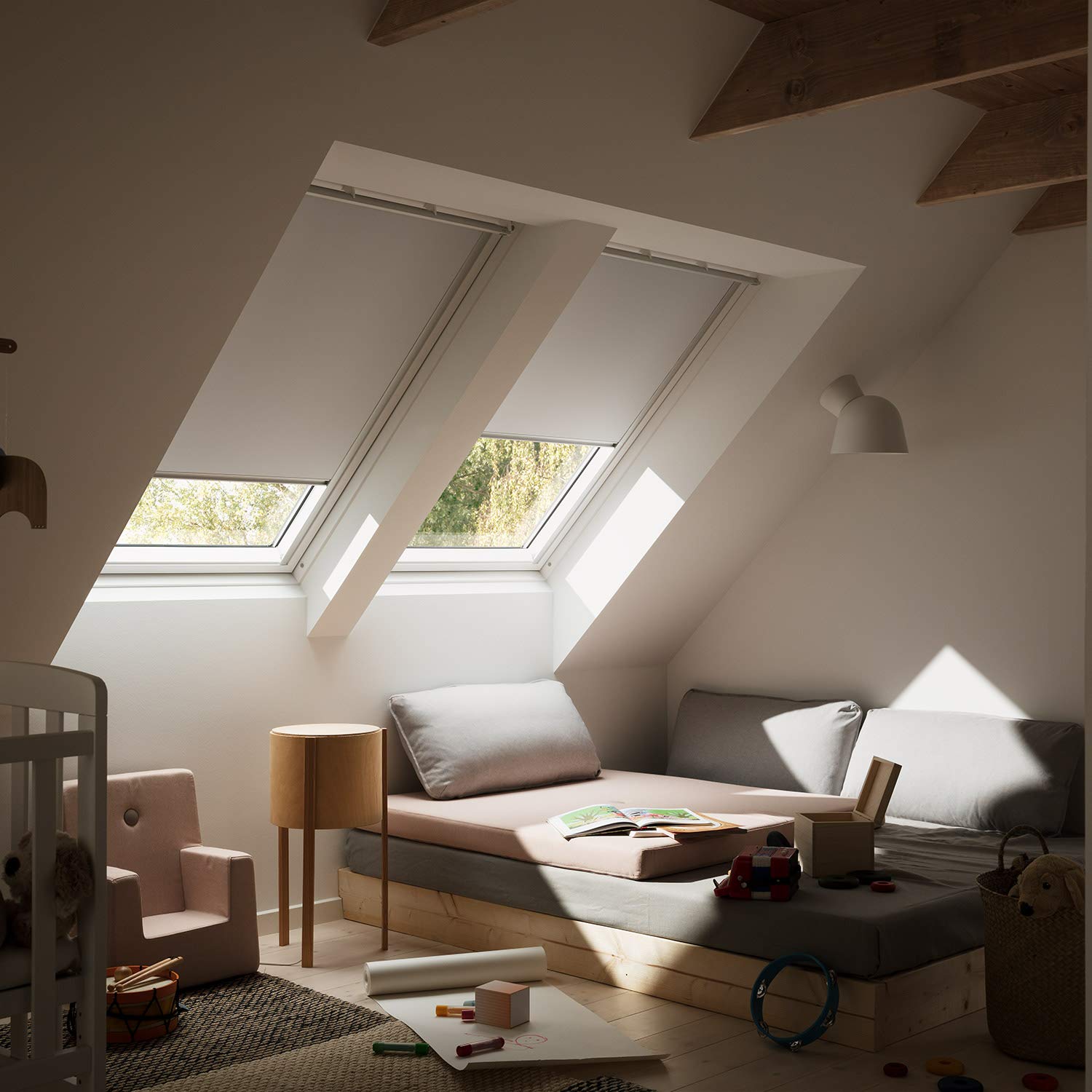VELUX Original Verdunkelungsrollo (DKL), Silberne Seitenschienen, Y87, Uni Dunkelblau