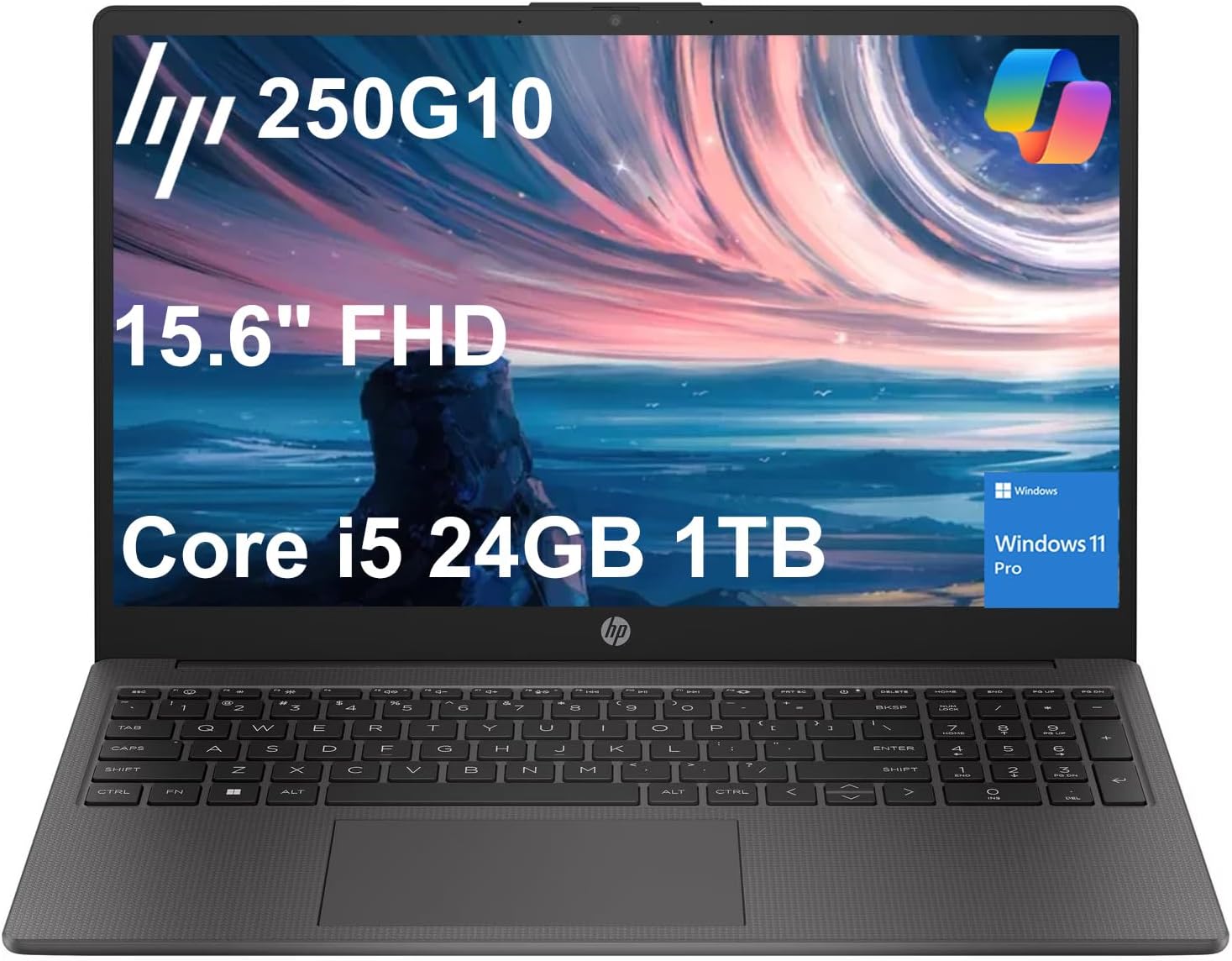 HP 255 G10 Business Laptop 250 Series (15.6" FHD IPS Anti-glare, 24GB RAM, 1TB SSD, Intel 10-Core i5-1334U (> AMD Ryzen 7-7530U)), Military Grade, Webcam w/Shutter, Numeric Keypad, HDMI, Win 11 Pro