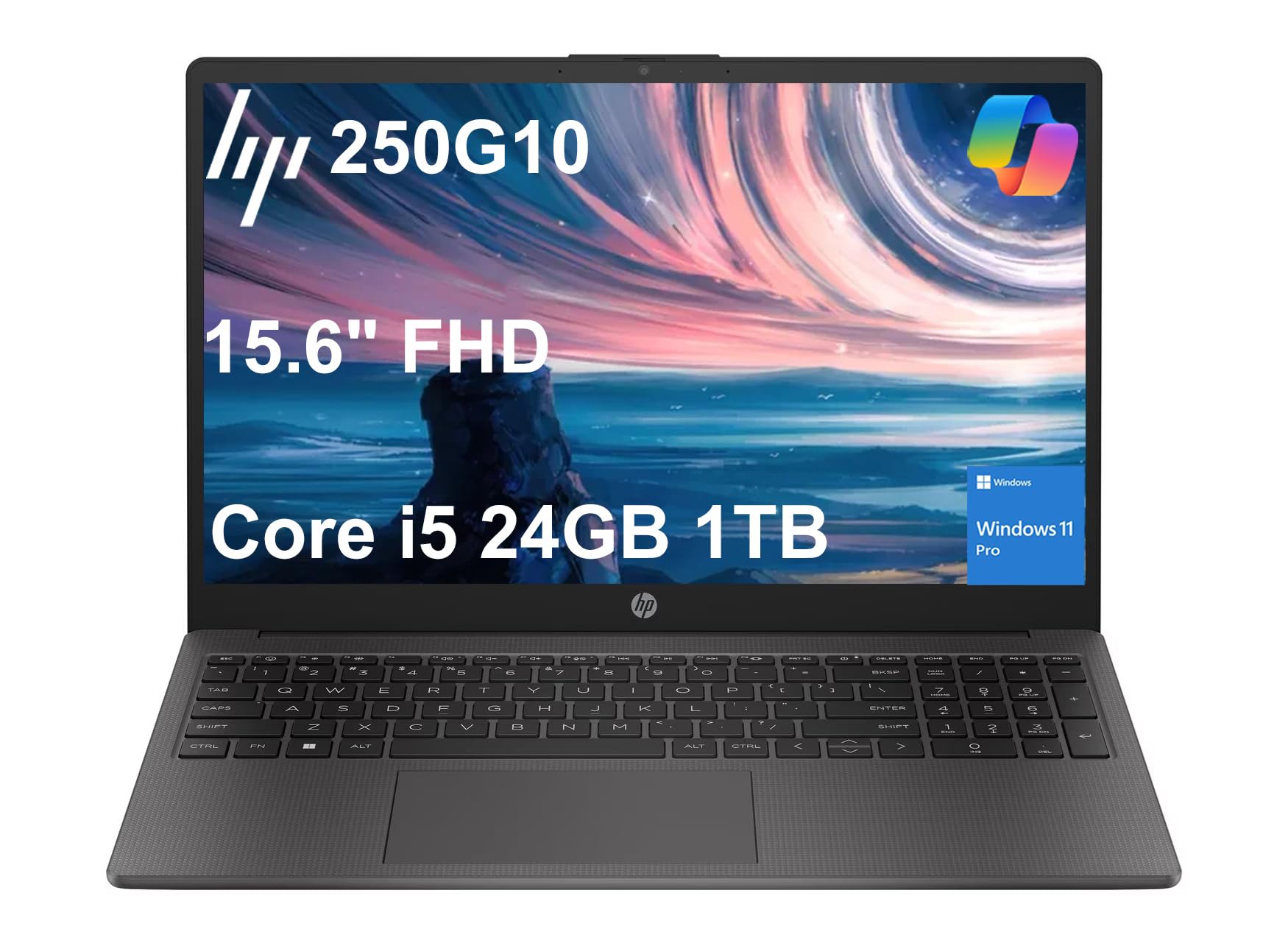 HP 255 G10 Business Laptop 250 Series (15.6" FHD IPS Anti-glare, 24GB RAM, 1TB SSD, Intel 10-Core i5-1334U (> AMD Ryzen 7-7530U)), Military Grade, Webcam w/Shutter, Numeric Keypad, HDMI, Win 11 Pro