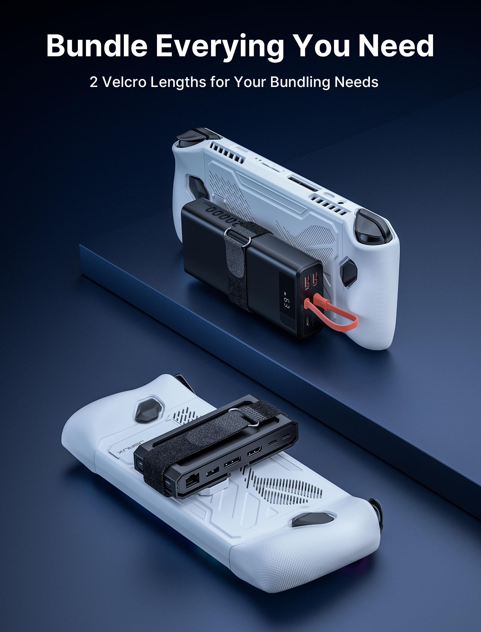 JSAUX ModCase für ROG Ally mit Abnehmbarer Frontschale, Schutzhülle, Metallhalterung und Riemen, kompatibel mit ASUS ROG Ally Zubehör Basic Set-Weiß PC0109