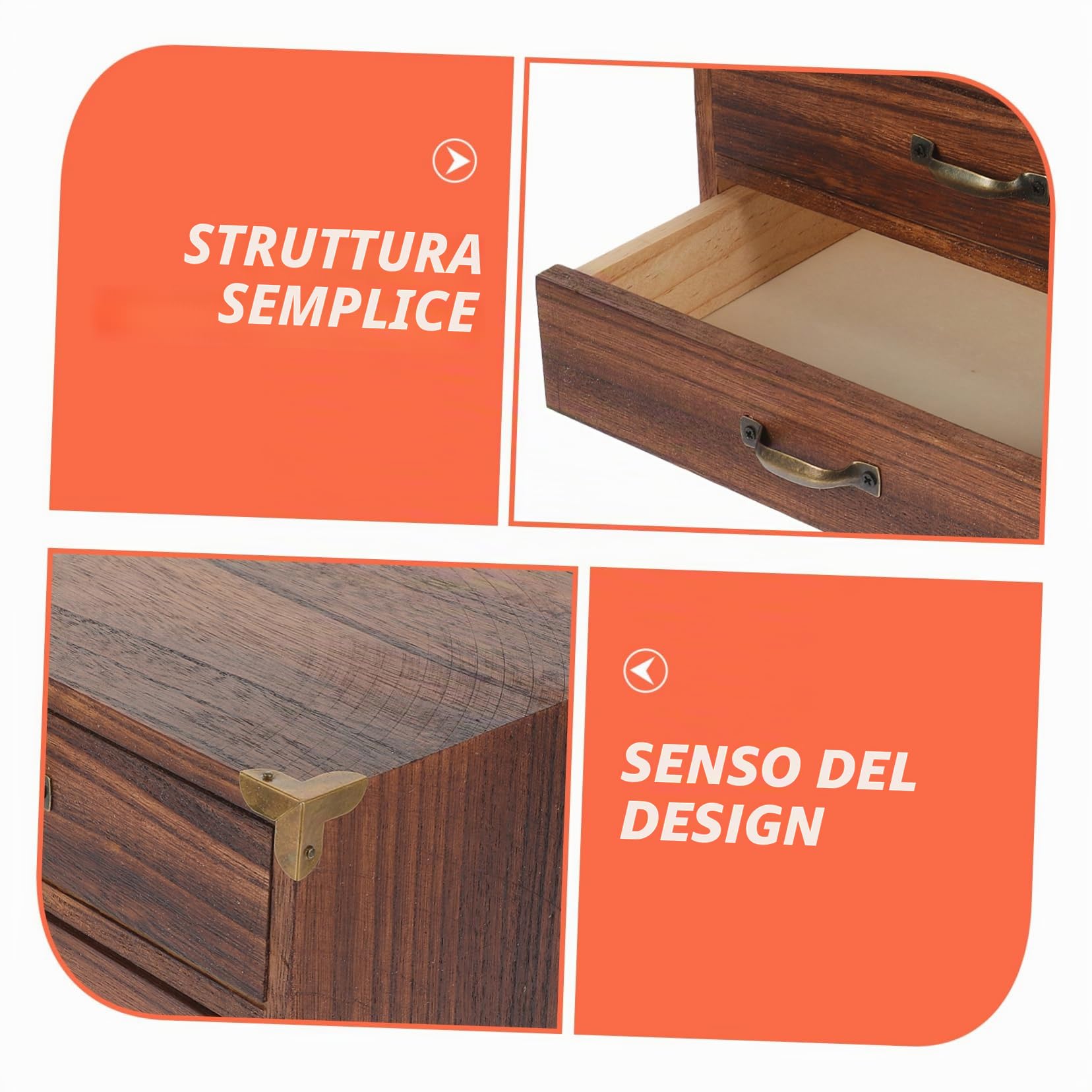 Ciieeo Cassettiera da Design Comodo Vintage in Legno Organizzazione Desktop 2 Cassetti Pratici per Uffici e Appartamenti