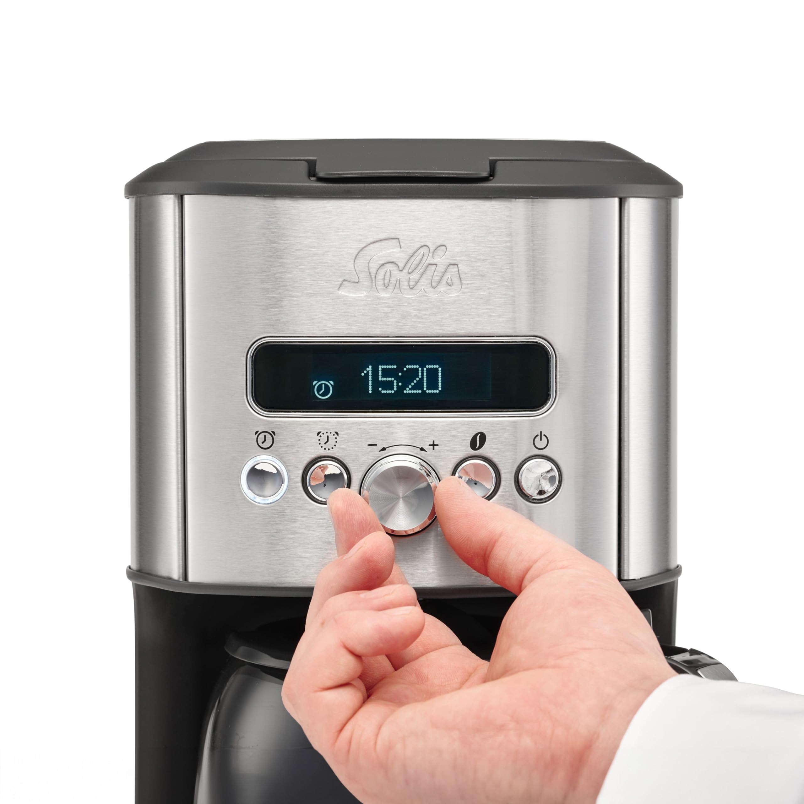 Solis Aroma Brewer przelewowy ekspres do kawy, mały ekspres do kawy z timerem, przełącznikiem wyboru aromatu i funkcją utrzymania ciepła, zaparzacz do kawy ze szklanym dzbankiem o pojemności 1,8 l,