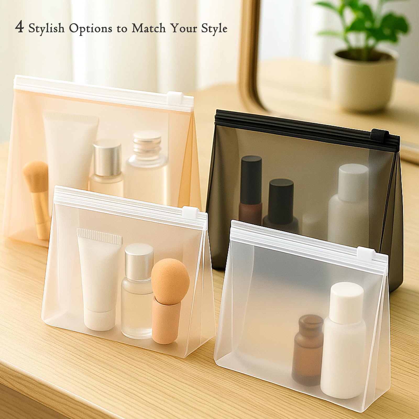Circloophs Bolsa de maquillaje transparente, paquete de 80 bolsas de cosméticos grandes con cremallera, bolsas de viaje aprobadas por la TSA, bolsas de viaje a granel para artículos de tocador