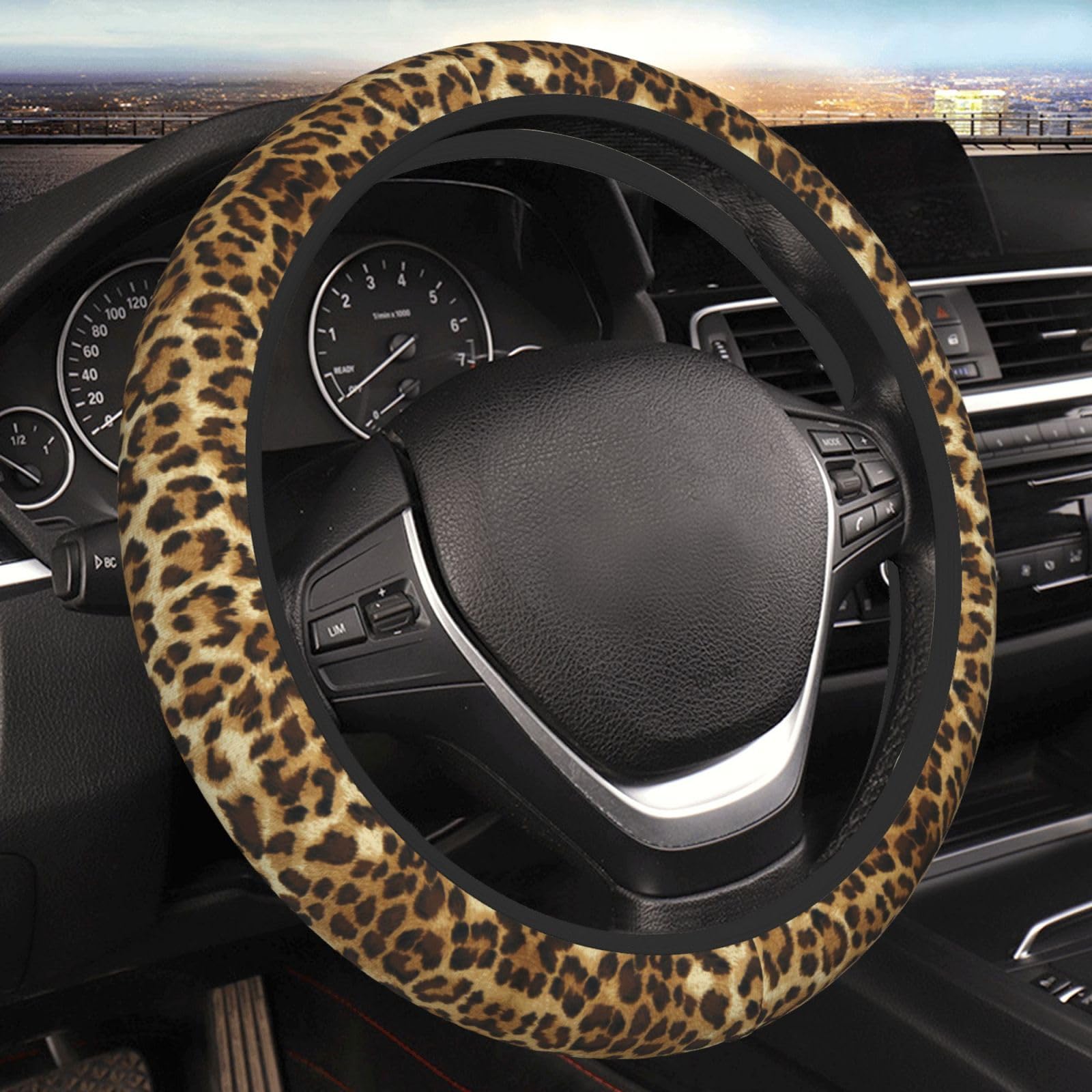 Capa de volante com estampa de oncinha para mulheres homens meninas acessórios de carro