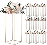 VEVOR 10PCS Gold Wedding Flower Stands 23.62" Column Floral Display Racks with Acrylic Shelves for Parties, Events, Home Decor