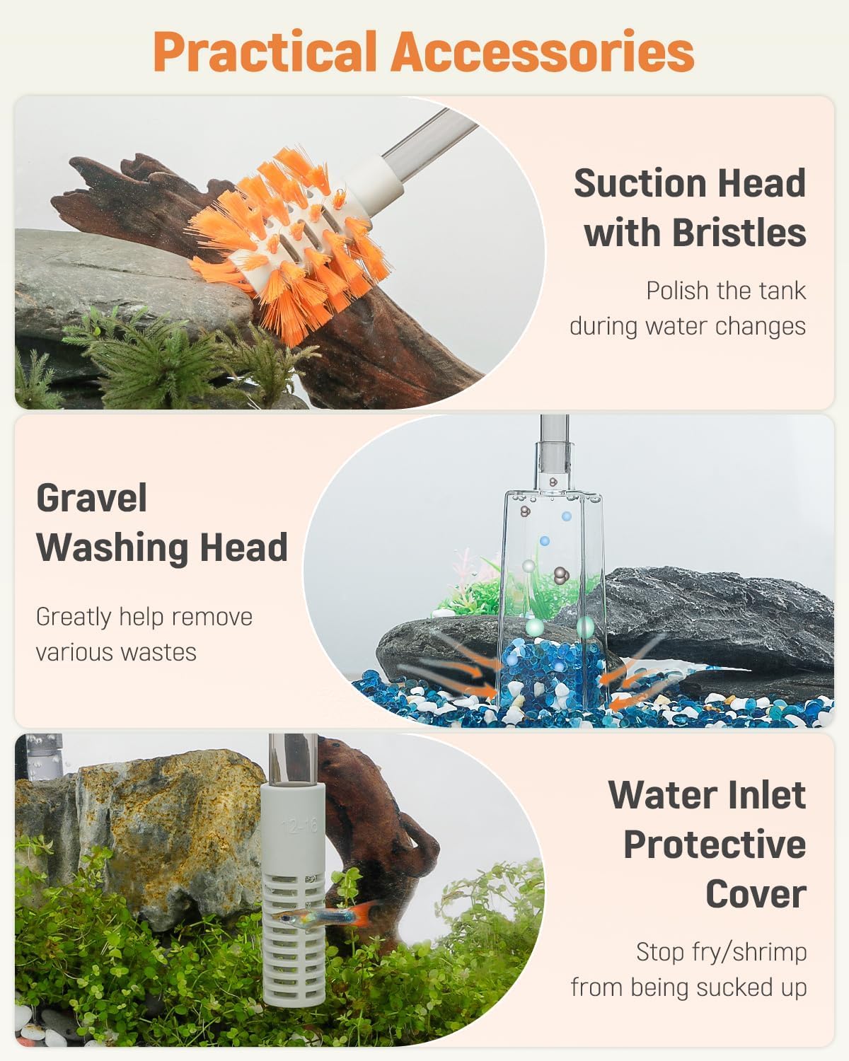 Pawfly Kit Cambiador Agua Acuario Sifón Limpiador con Manguera 1.4 m y Tubo Extensible Herramientas Limpieza Grava para Cambio Agua Lavado Arena y Mantenimiento