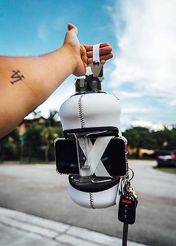 Miniatura 5 de H2O Capsule - Botella de agua de medio galón, con funda de almacenamiento y pajilla cubierta, contenedor grande con asa para bebidas, reutilizable,