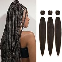 Vista 35 de IXIMII 3 paquetes de cabello trenzado rosa preestirado de 16 pulgadas, trenzas de ganchillo lacio, textura Yaki suave, extensiones de cabello