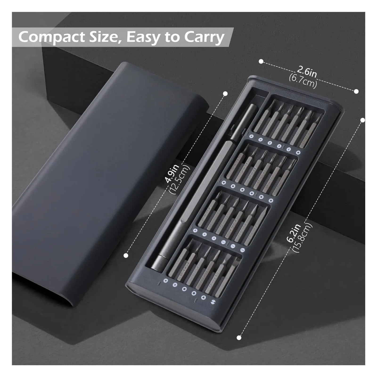 Juego de destornilladores magnéticos 25 en 1, puntas planas hexagonales Torx for reparación cámaras relojes PC