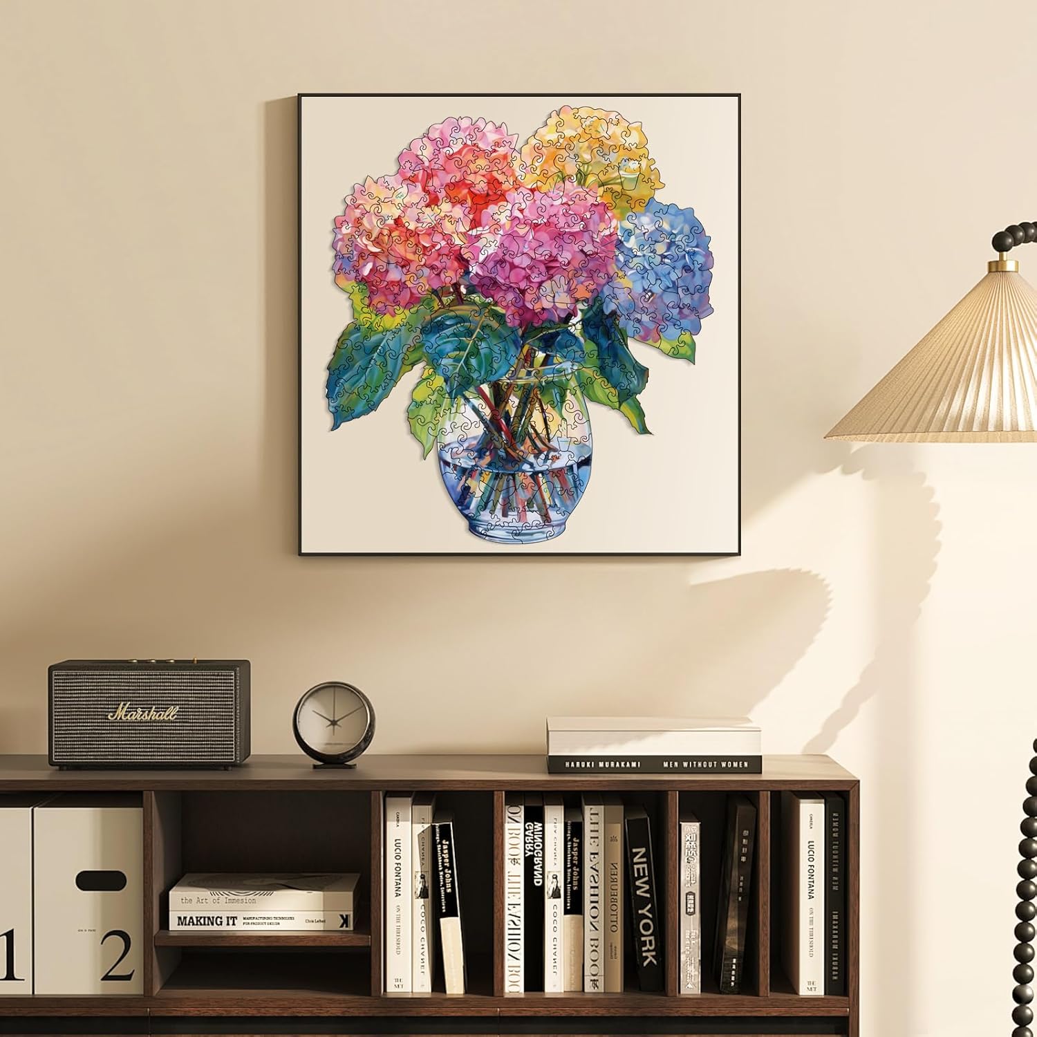 200 Pieces Flowers Wooden Puzzles for Adults, Hydrangea Unique Shaped Wooden Jigsaw Puzzles for Adults, Irregular Adult Wood Puzzle Creative Gift for Family Game 10.23x11.6 in