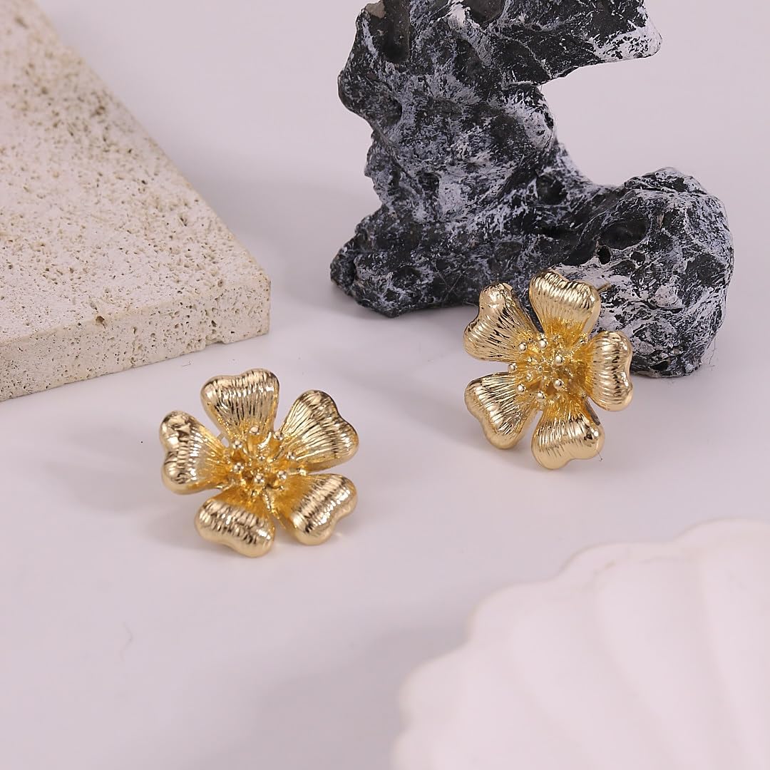 Flower Earrings for Women Cute Floral Earrings Colorful Enamel Gold Flower Earring Gold White Purple Hot Pink Green Flowers Stud Earring for Women - Image 4