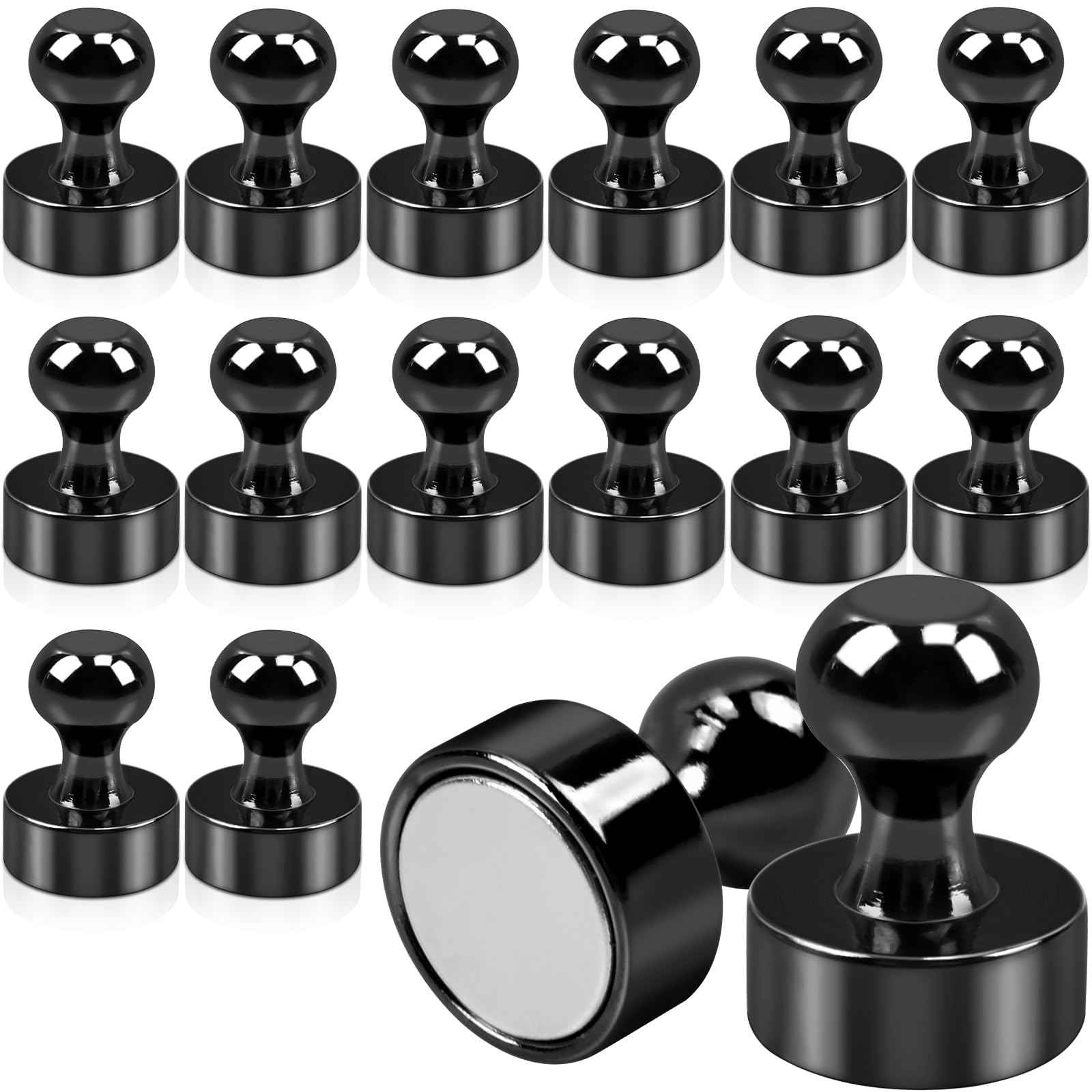 Imanes de neodimio – 16 unidades de color negro fuerte, 12 x 16 mm, para pizarra magnética, frigorífico, agarre fuerte, mini para pizarra blanca