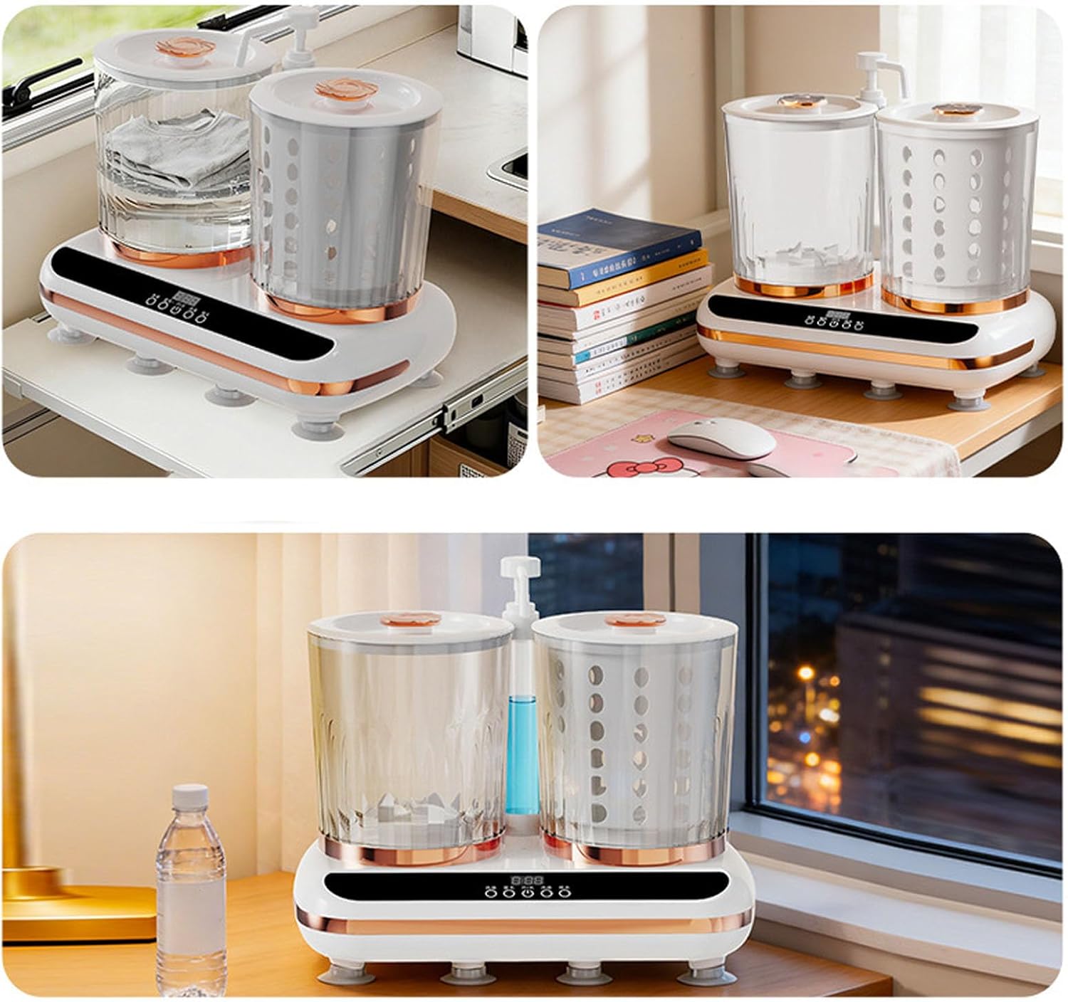 Portable Washing Machine, Dual Tub Underwear Washer with Built in Drainage Pipe and Spin Dry for Travel Home Use