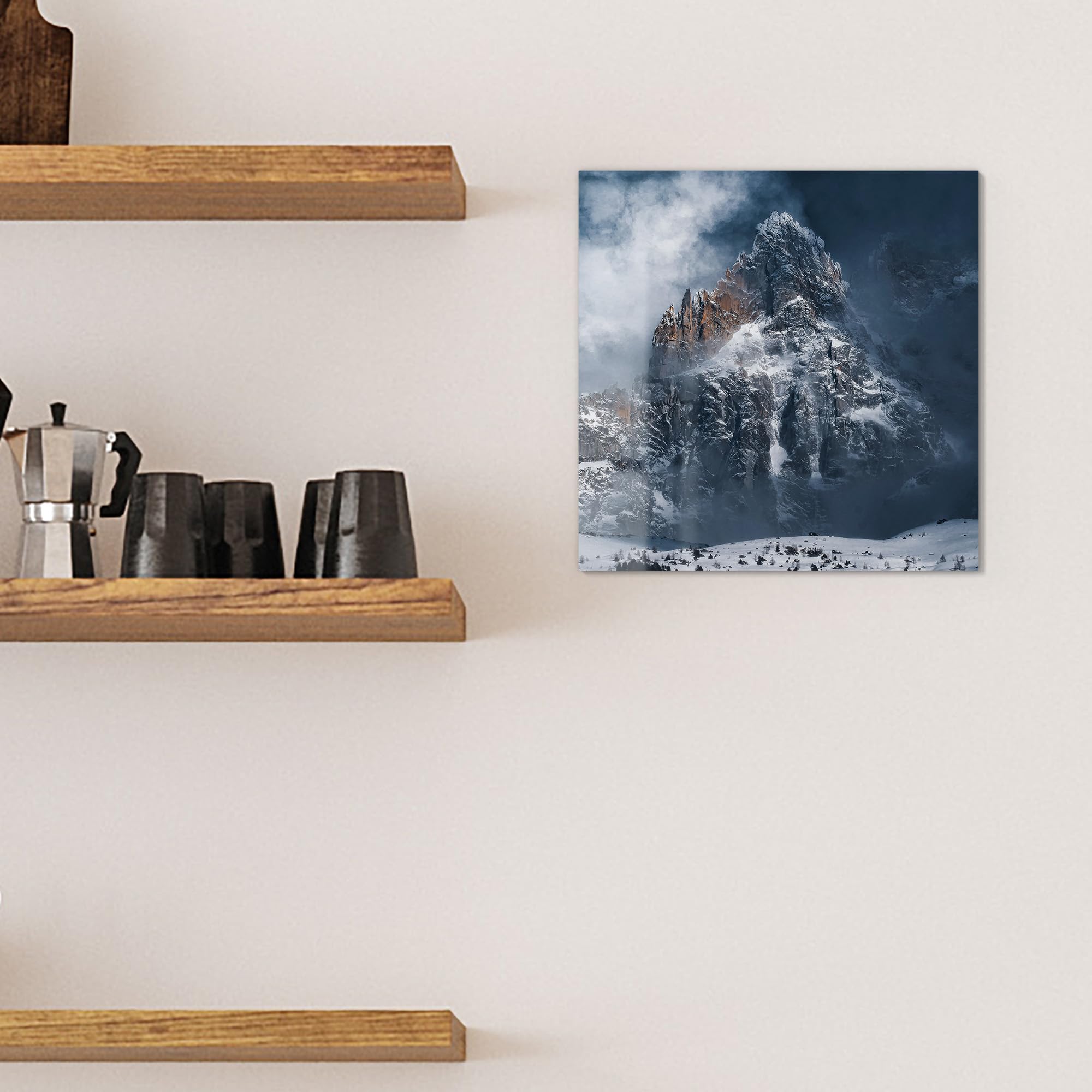 DEQOART Pizarra magnética de cristal | 30 x 30 cm grande | diseño "picos en la luz antiniebla" | pizarra magnética con imanes, bolígrafo y paño para cocina y oficina | Pizarra magnética y se puede