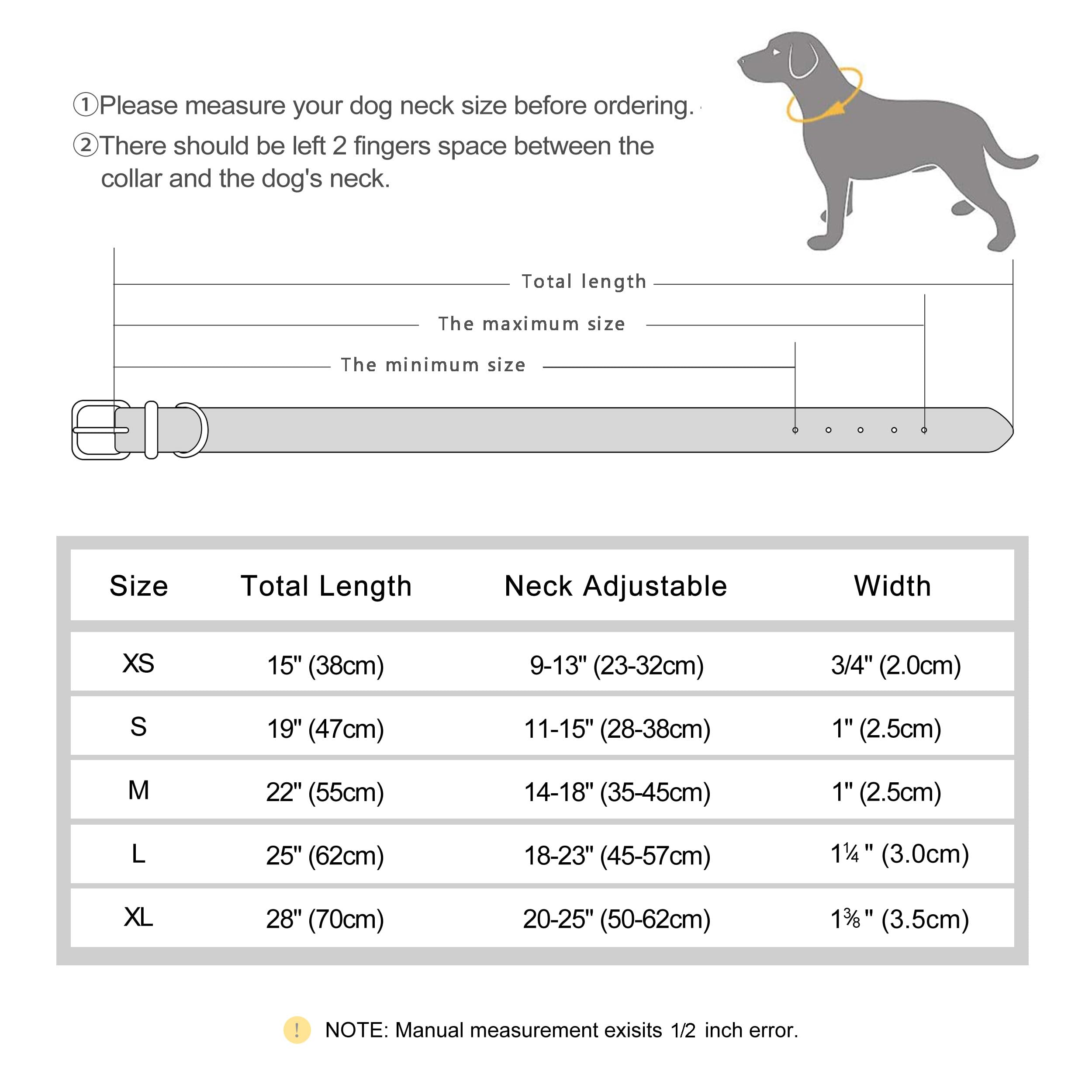 Didog - Collares para perro de piel auténtica con placa de nombre grabada, collar de perro de cuero suave personalizado con etiqueta de identificación personalizada