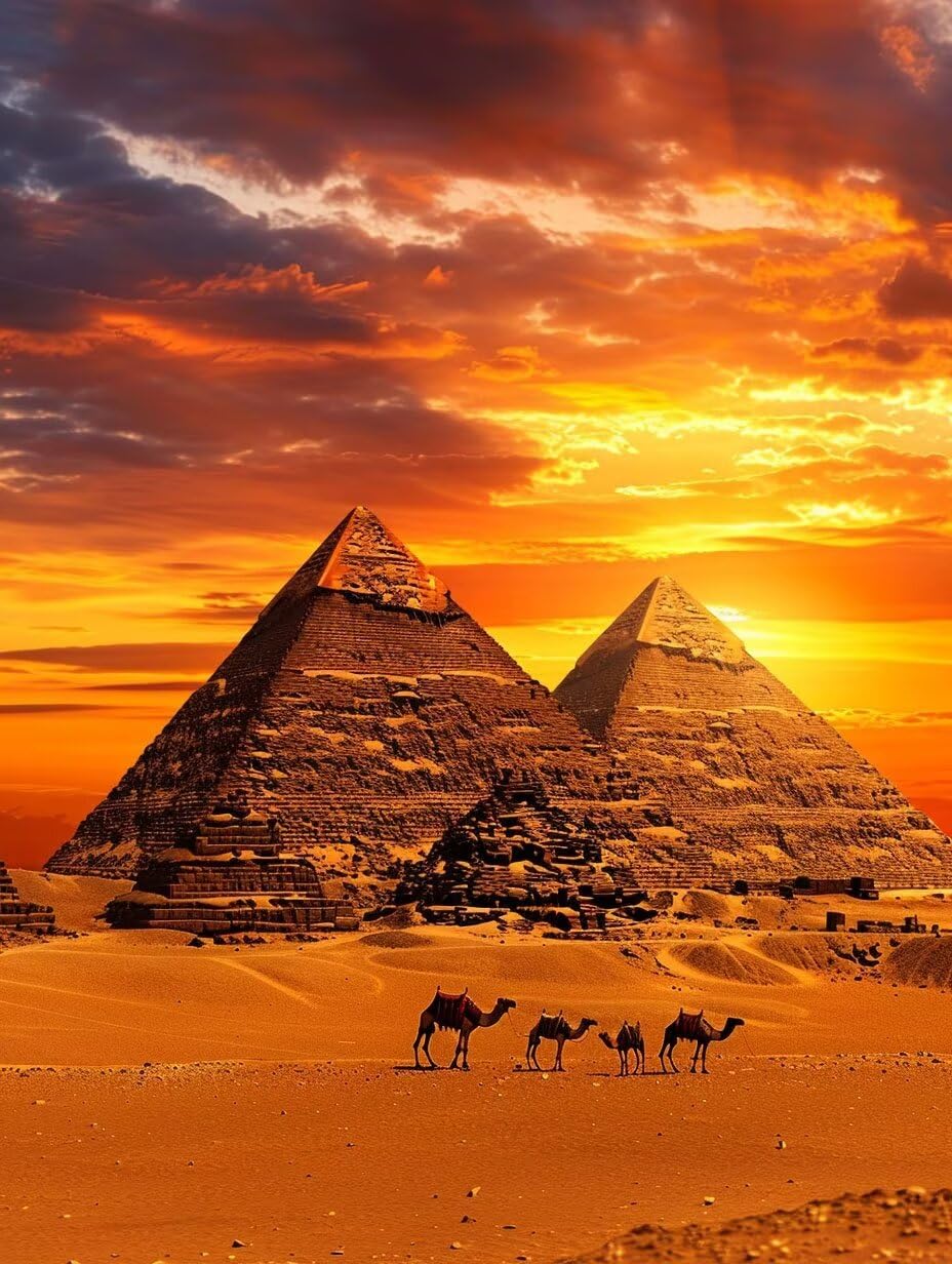 Paint by Numbers for Adults Egypt, Paint by Numbers Pyramid, DIY Without Frame Painting by Numbers for Kids, Acrylic Paint by Numbers Kits with Paints and Brushes for Gifts Home Decor 12x16in 9-G