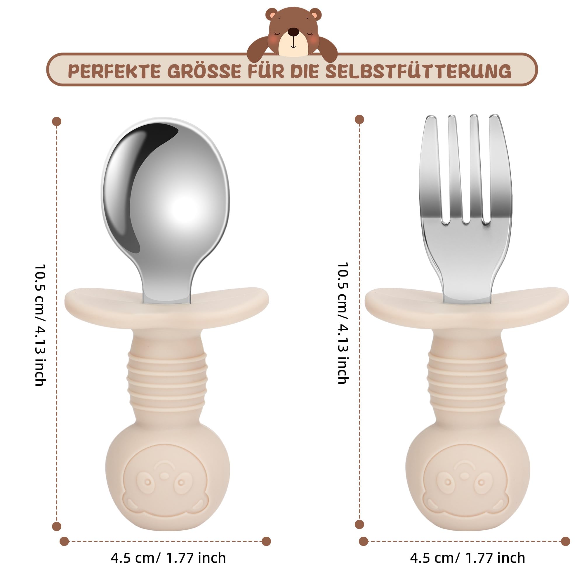 MOJINL Set of 4 Baby Cutlery Set from 1 Year, BPA-Free Silicone Baby Cutlery Set - Image 2