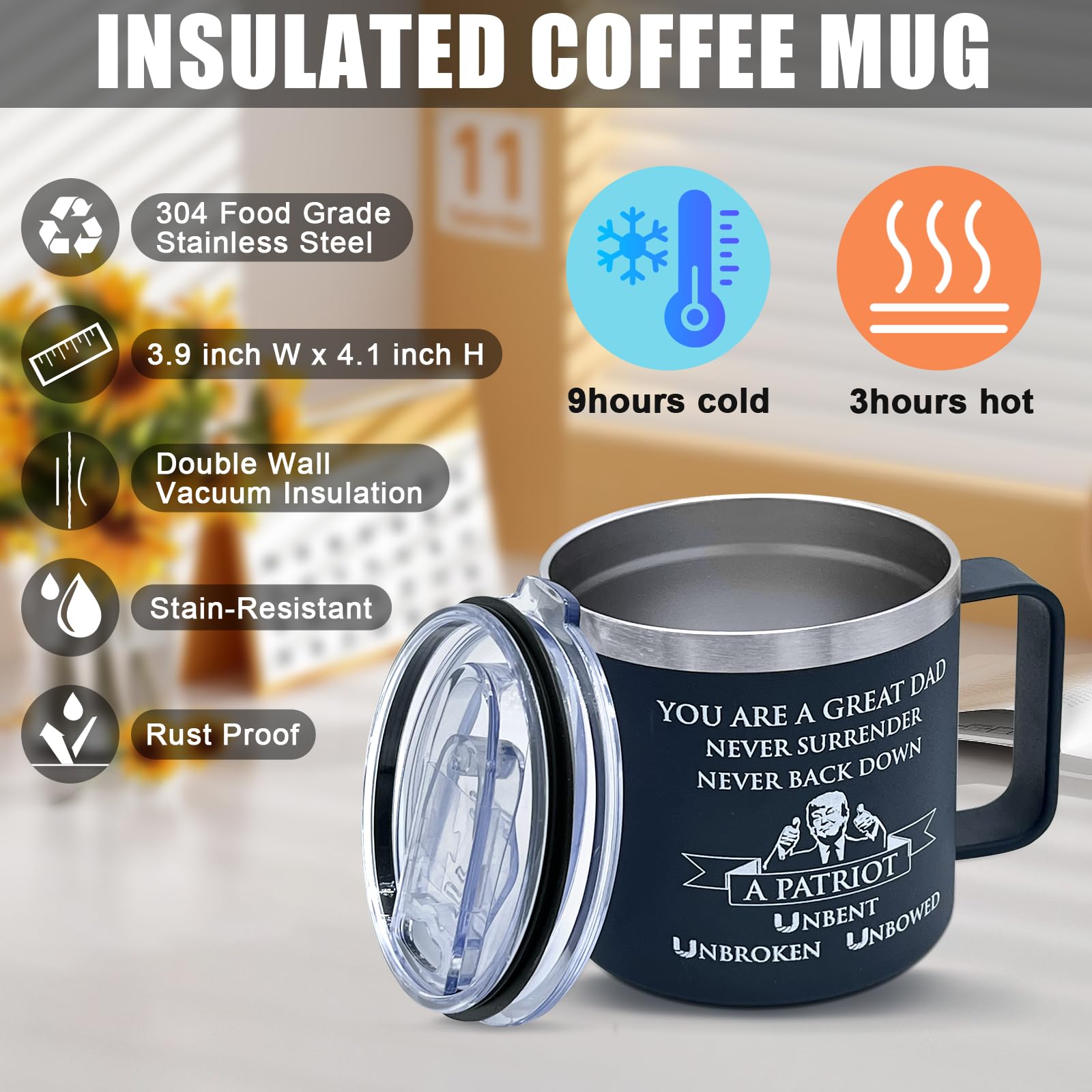 Amazon.com: UNITEDSTA Salute Dad's Steel Patriotism Mug - 14oz  Matte-Textured Gift with 3 hour Heat Lock | Father's Day Cup from  Son/Daughter : Home & Kitchen