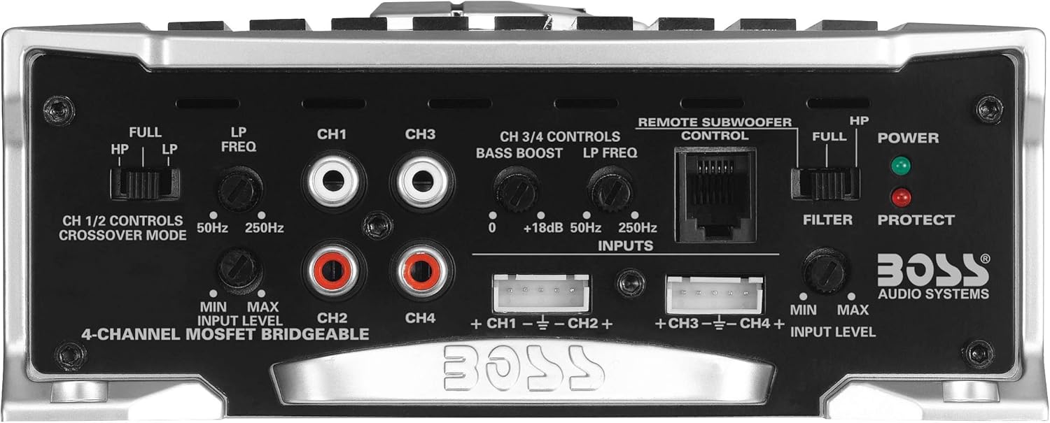 Boss Audio 1600W Armor Full Range Class A/B 4 Channel Stable Amplifier with Remote Subwoofer