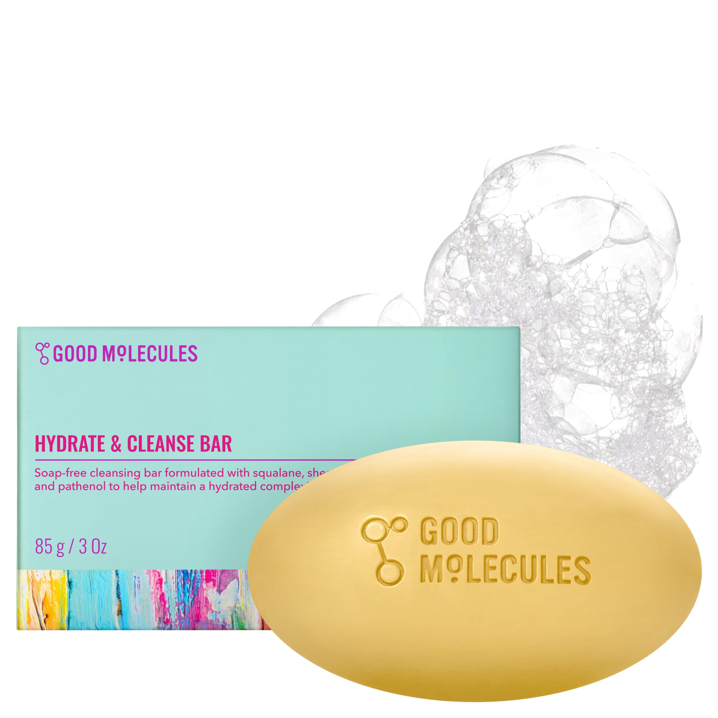 Good Molecules Hydrate and Cleanse Bar - Soap Free Bar with Shea Butter and Macadamia Seed Oil for