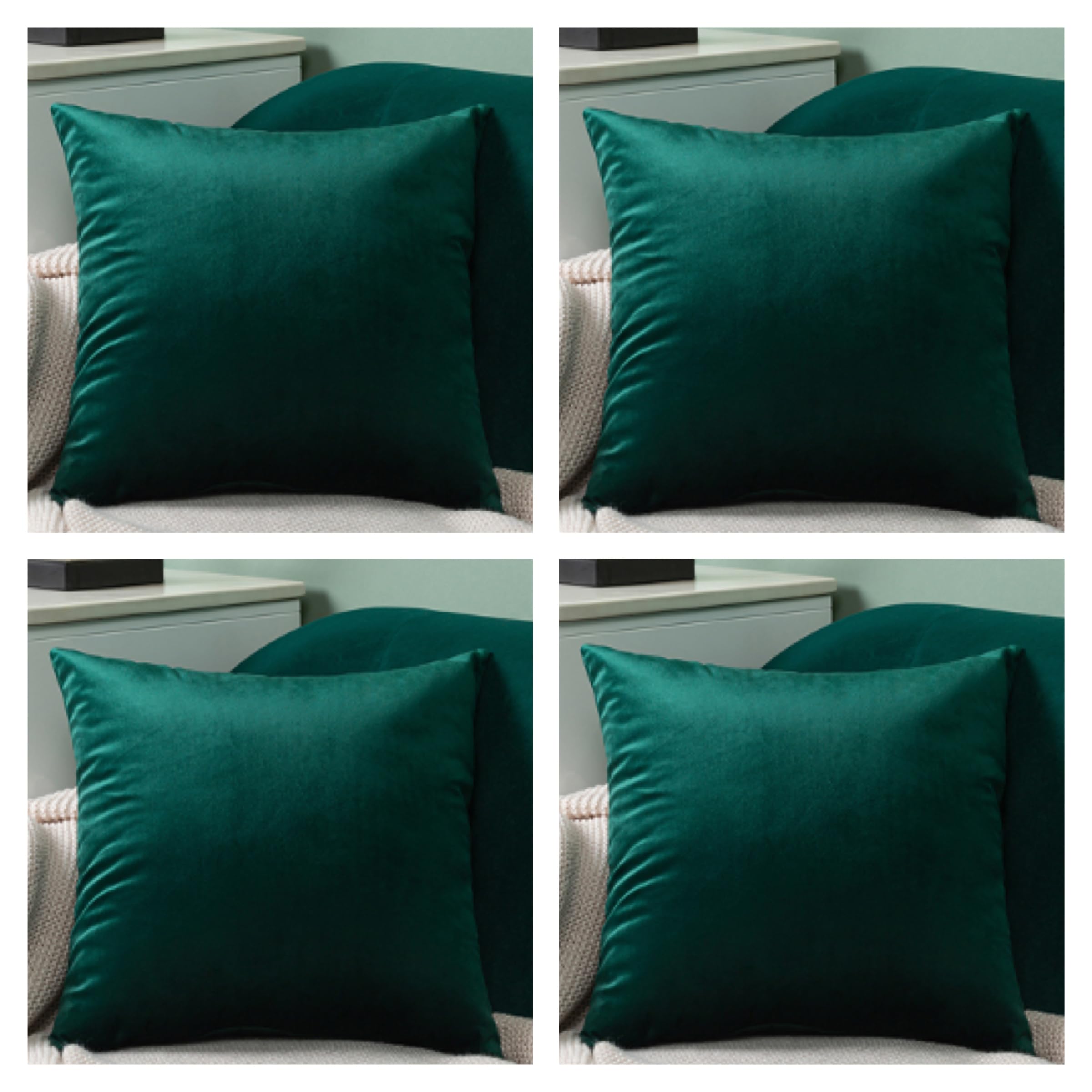 Seechoo Velvet Cushion Covers, Set of 4, 45x45cm, Extra Soft Plush, 17 Colours — image 1