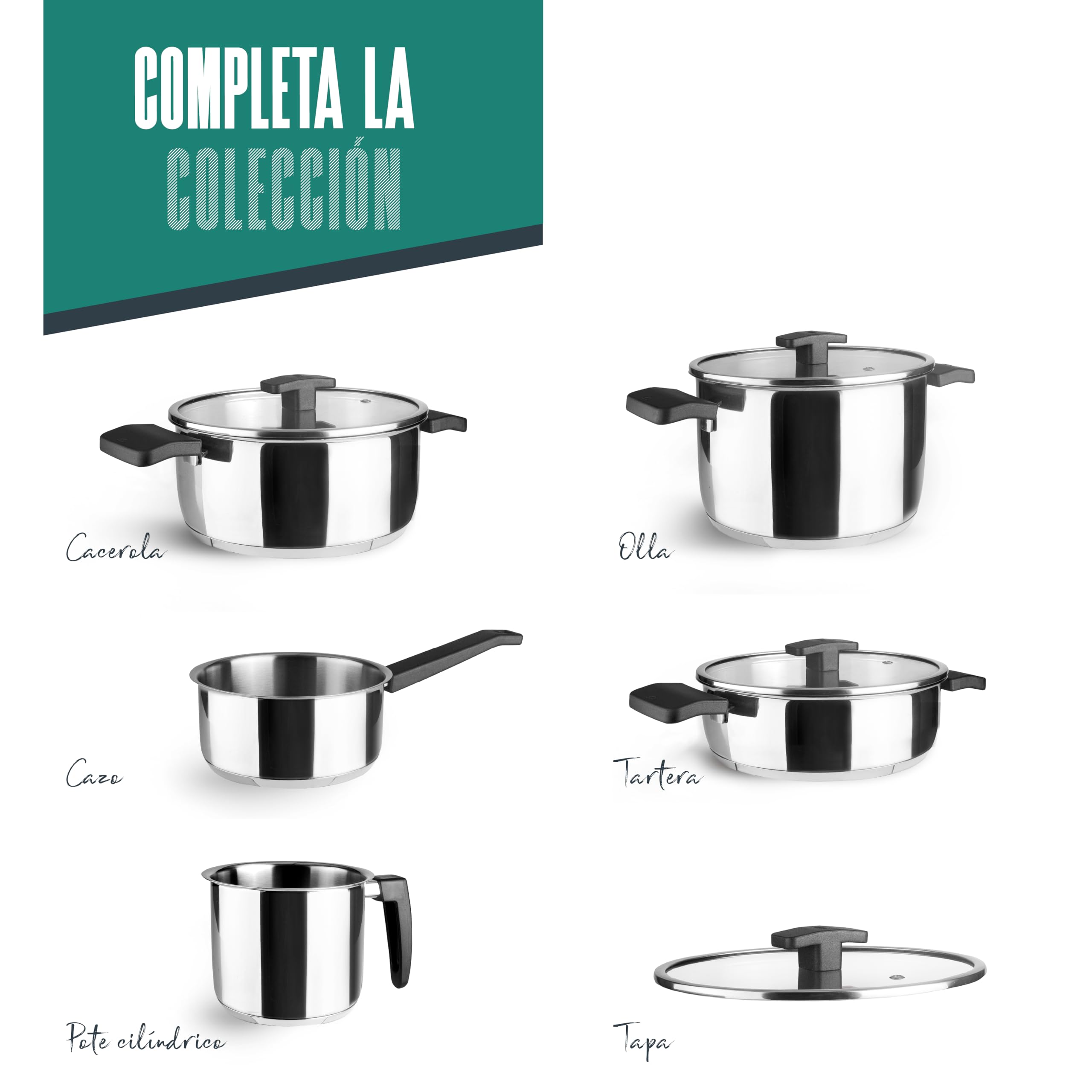 Lacor - 80714 - Pote Cilíndrico Caliza, Acero Inoxidable 18/10, Mango Baquelita, Triple Fondo Difusor, Compatible Inducción, Lavavajillas, ø14cm, 1.5 Litros