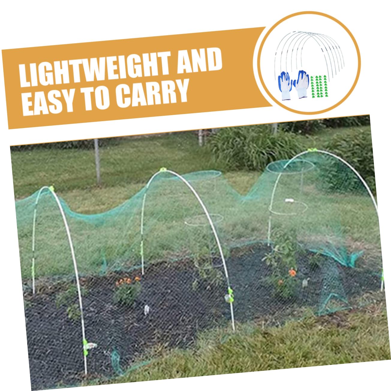 Tunnel pour Salade Arceaux de Jardin en Polyéthylène et Fibre de Verre, Réutilisable et Lavable, 1 Set pour Serrage Potager et Soutien la Croissance