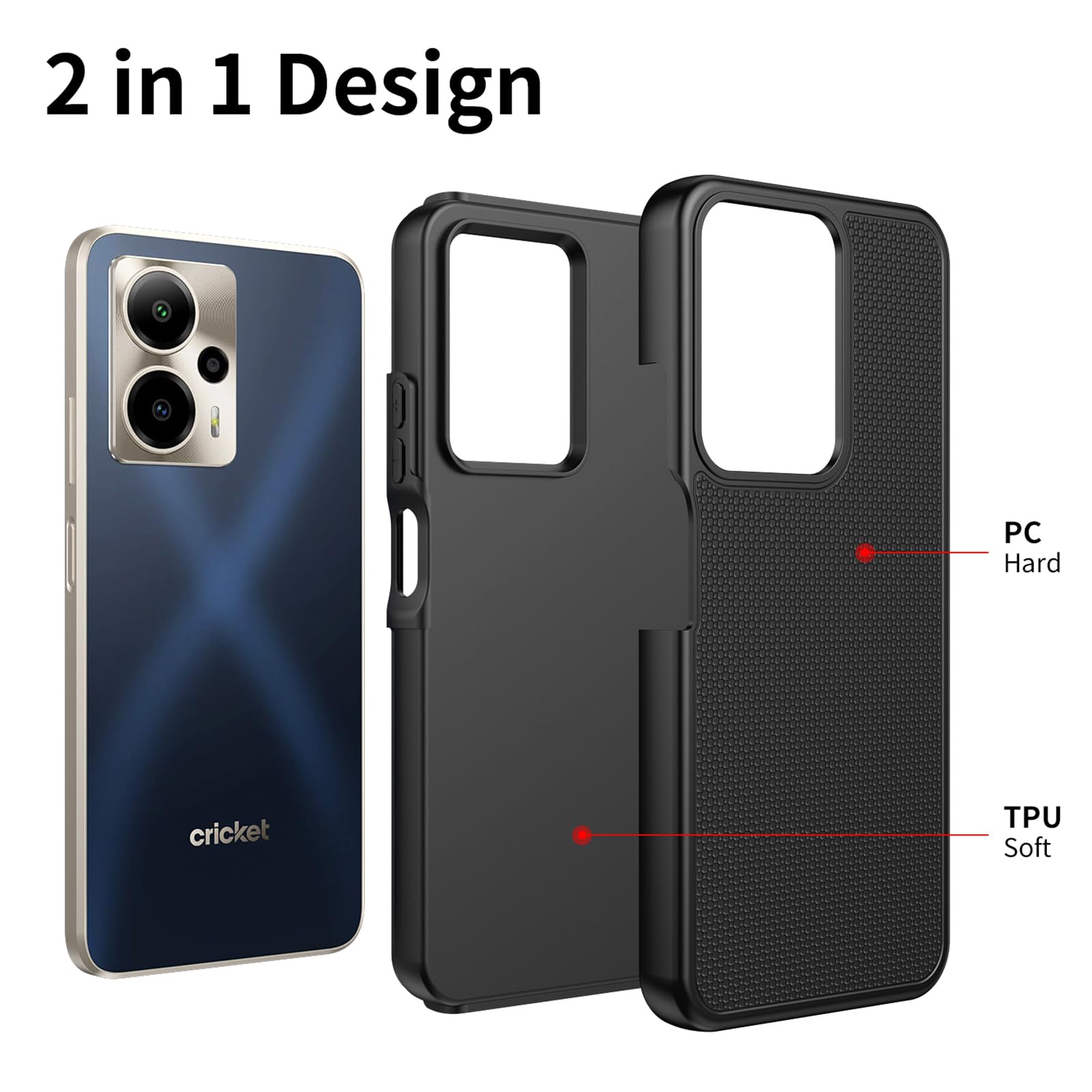 LCEHTOGYE Cover per T-Mobile REVVL 6X PRO,Nero Custodie