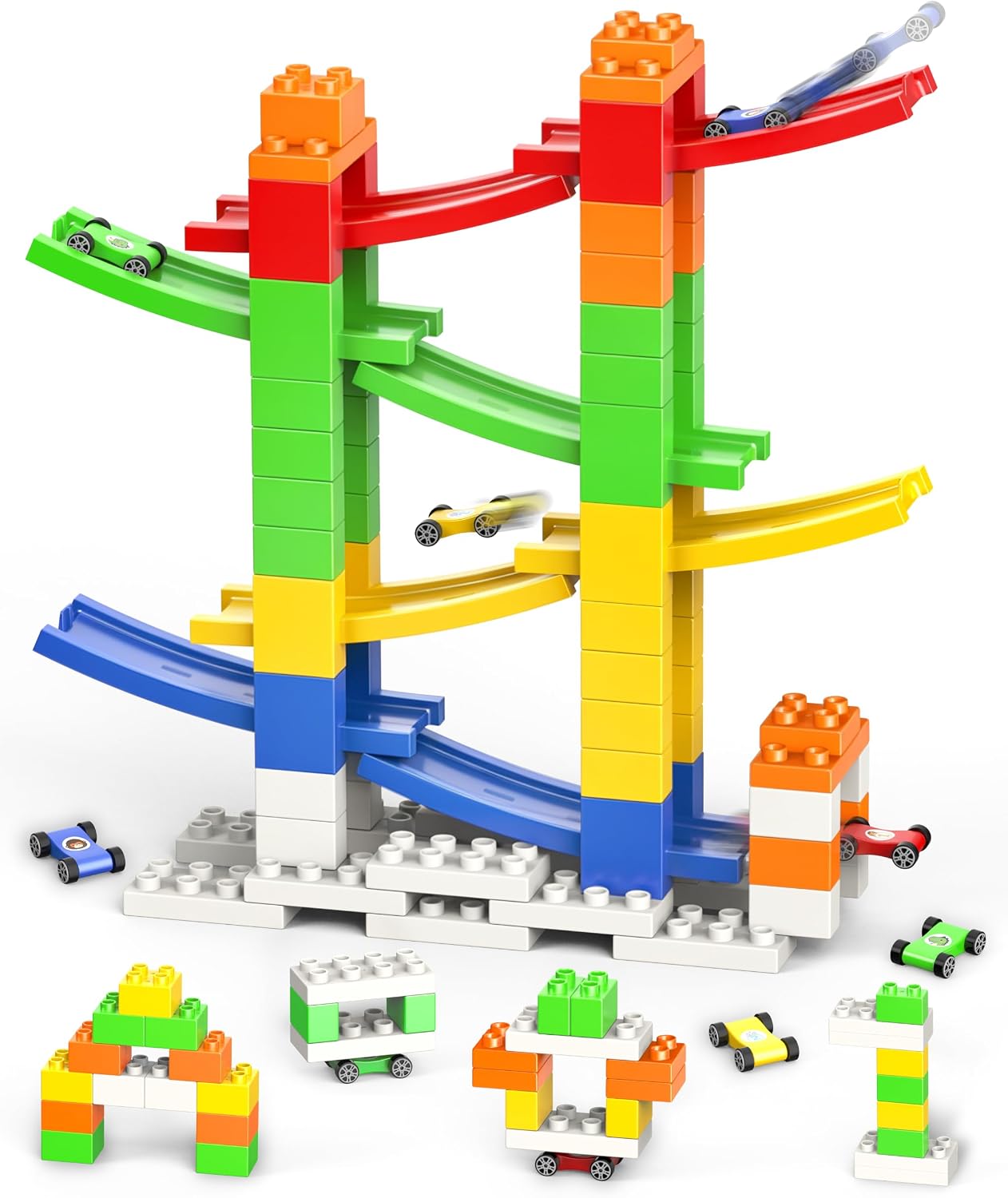 DIY Building Blocks Car Ramp Race Track Toy for Boys Ages 3+, STEM Gift | Build, Rebuild & Race! Creative Blocks with Multiple Models Inspire Open-Ended Play, Imagination and Hands-On STEM Learning