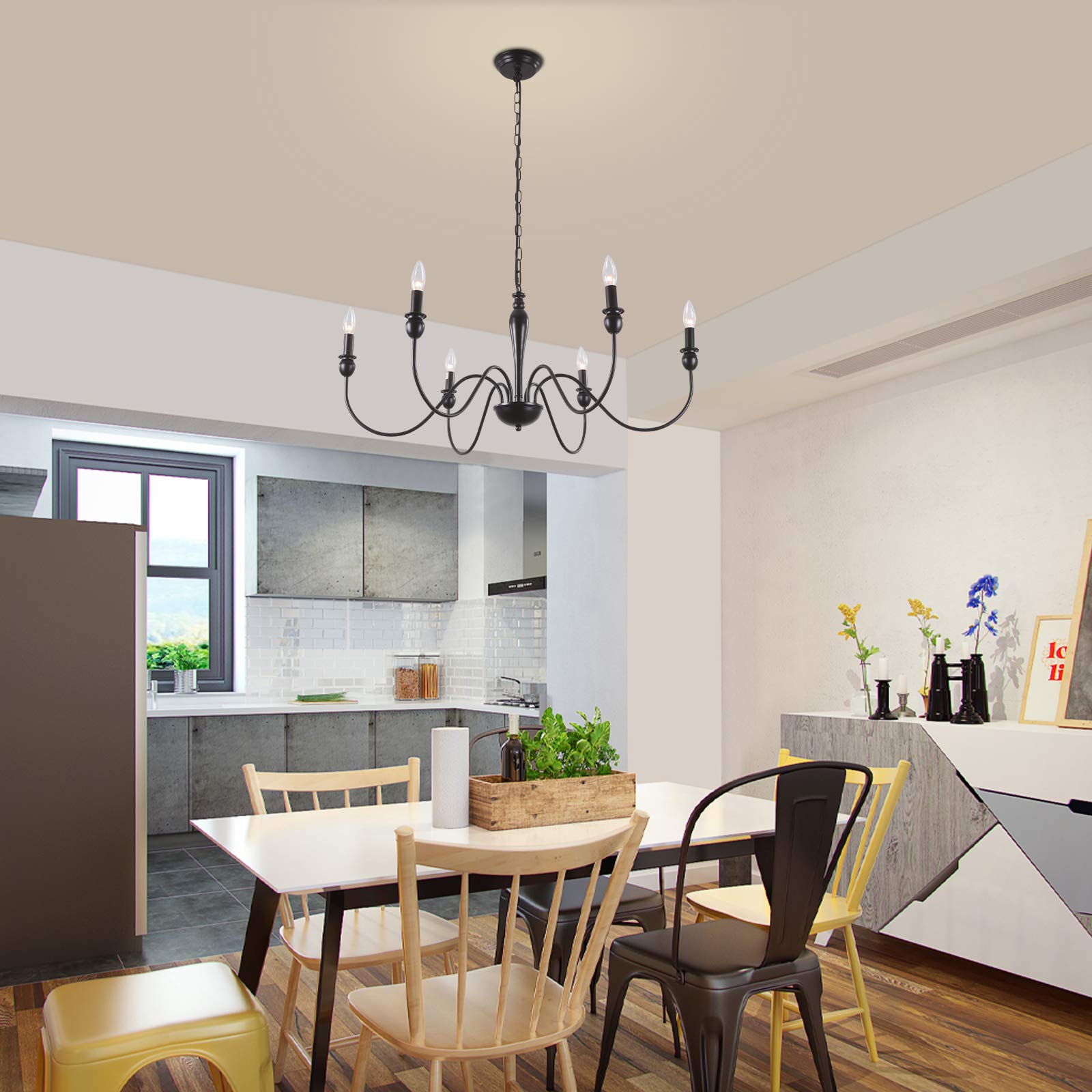 Buy WTUOING Black Chandeliers Ceiling Light,6 Lights Fittings for