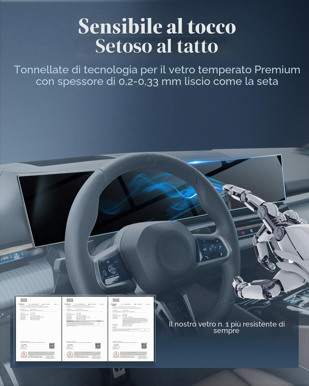 BIBIBO Pellicola protettiva per navigazione i3 i4, compatibile con BMW i3 i4 i5 i7 iX X5 X6 X7 XM iDrive 8 2022-2025, in vetro temperato 9H, pellicola protettiva per display per navigatore GPS