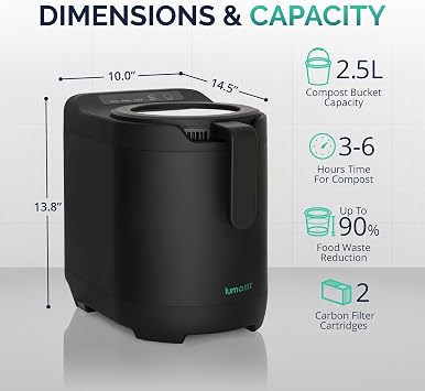 Luma by Newair Electric Composter for Kitchen | 2.5L Odorless Kitchen Composter | Dishwasher Safe Indoor Compost Machine | 90% Volume Reduction in 3-6 Hours
