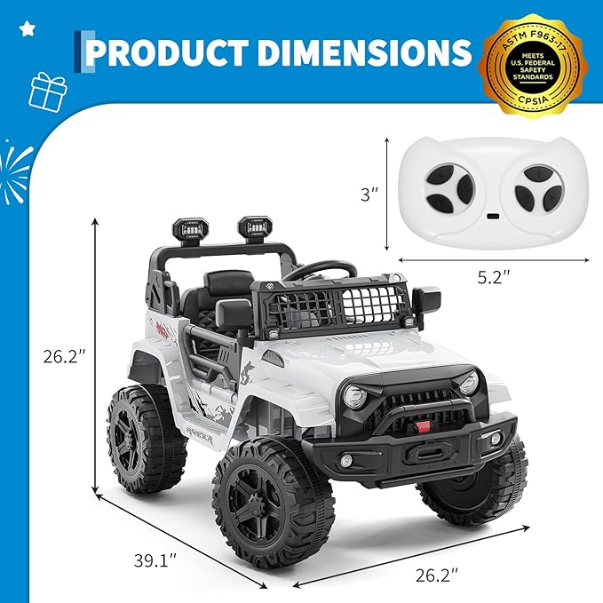 Vehículo eléctrico para niños 12V con control parental y suspensión miniatura 2