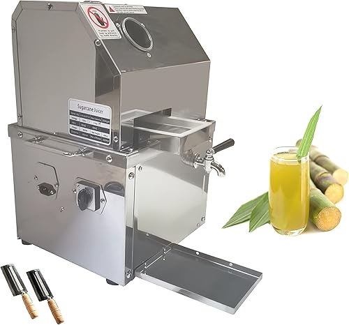 INTBUYING exprimidor eléctrico de 110 V para escritorio caña de azúcar jengibre dulce exprimidor masticador con rodillos de acero inoxidable 304