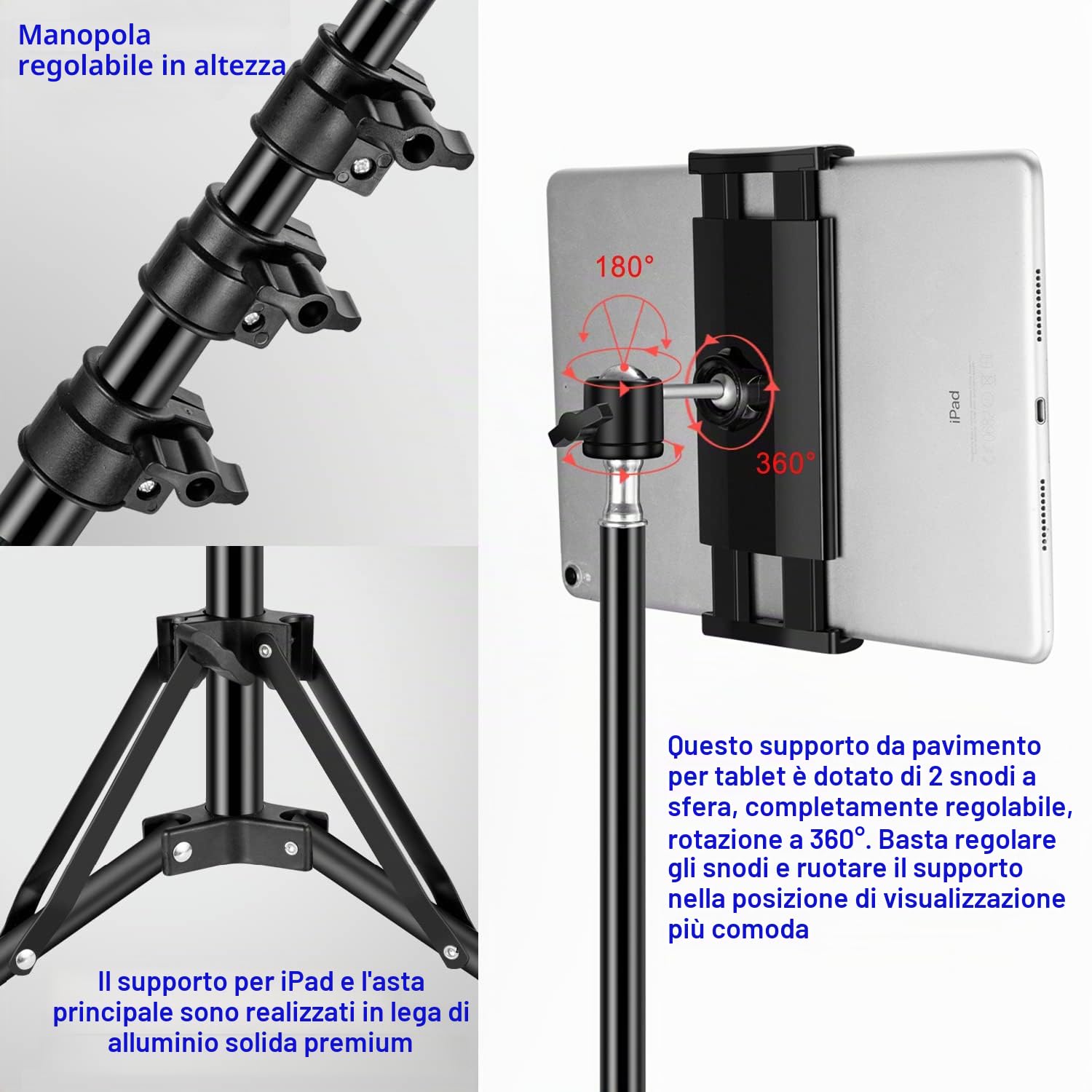 Statyw do iPada i Tabletu Regulowany z Obrótem 360° 4.7-12.9"