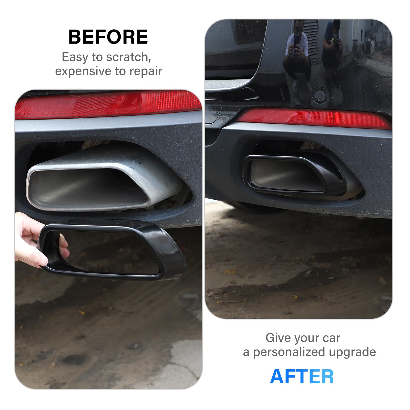 Für X5 F15 2014-2018 X6 F16 2015-2019 Edelstahl Schalldämpfer Auspuffrohr Throat Tail Cover Trim (Schwarz (Regular Version))