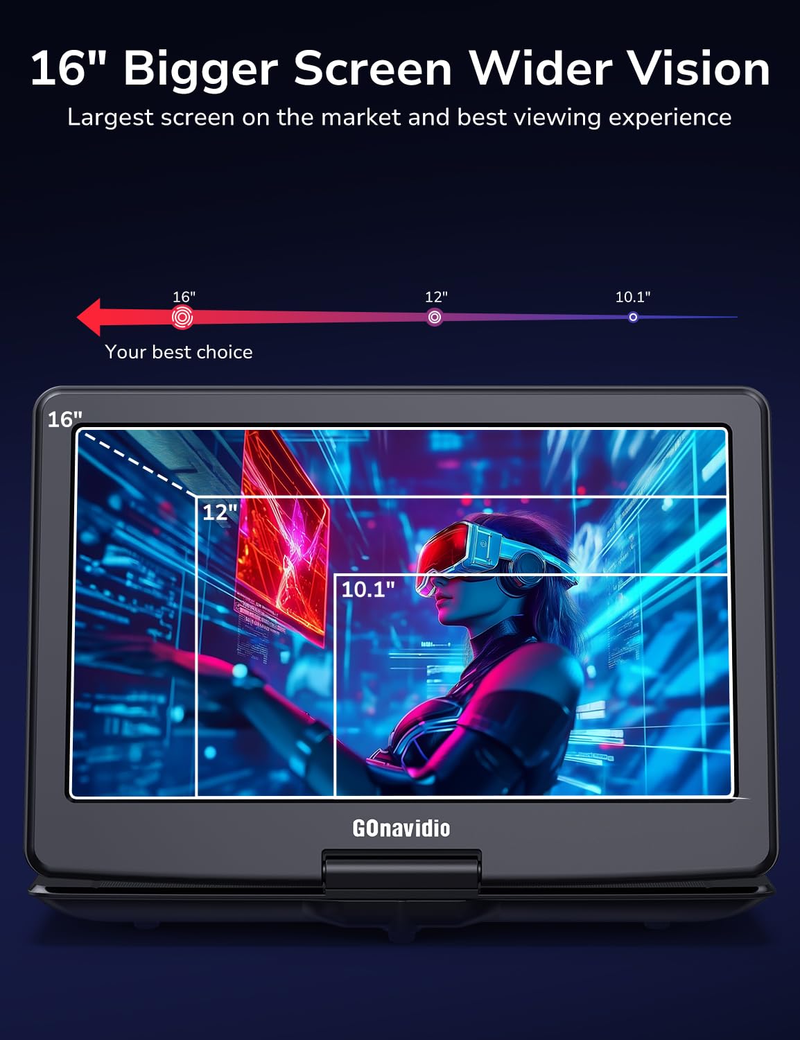 Lettore DVD portatile 18 pollici schermo 16 pollici 1600x900 HDMI USB batteria ricaricabile 5H
