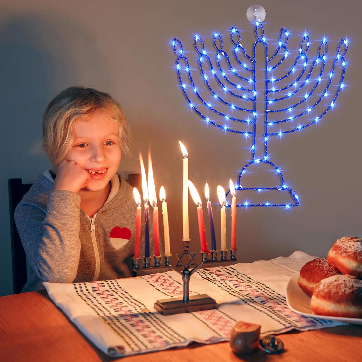 Buy Traditional Hanukkah LED Window Decorations Lights, Remote Control