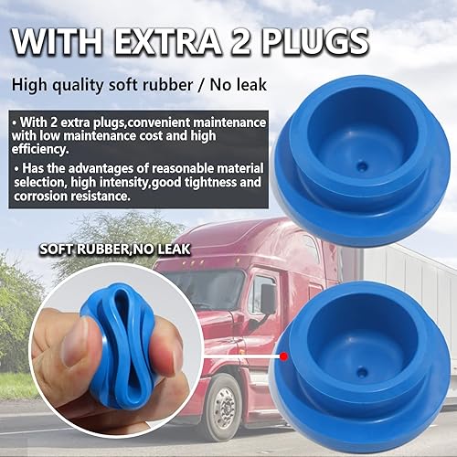 Miniatura 4 de 2 tapas de cubo de aluminio 343-4009 para eje de remolque, 3434009 tapas de cubo de 6 agujeros con tapones de tubo laterales y 2 tapones de goma