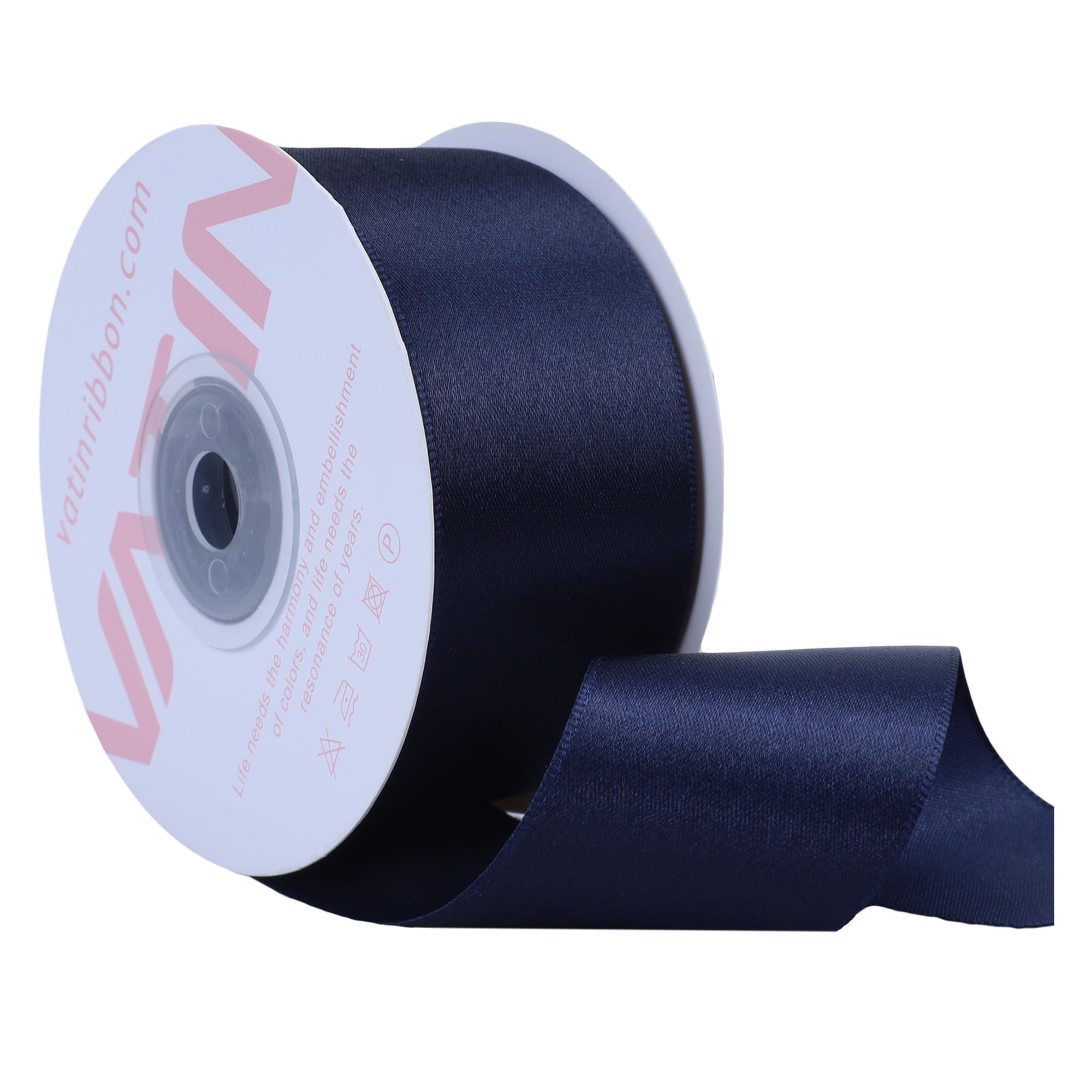 VATIN Navy Satin Ribbon Polyester 40mm X 23m(25 Yards) Craft Fabric Ribbon Perfect for Gift Wrapping,Hair Bow,Party Balloon Trimming