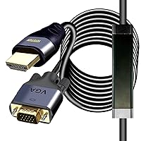 Vista 5 de Cable HDMI a VGA de 25 pies con IC, HDMI a VGA chapado en oro compatible para computadora, computadora de escritorio, laptop, PC, monitor