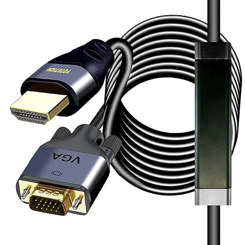 Miniatura 5 de Cable HDMI a VGA de 50 pies con IC, HDMI a VGA chapado en oro compatible para computadora, computadora de escritorio, laptop, PC, monitor,