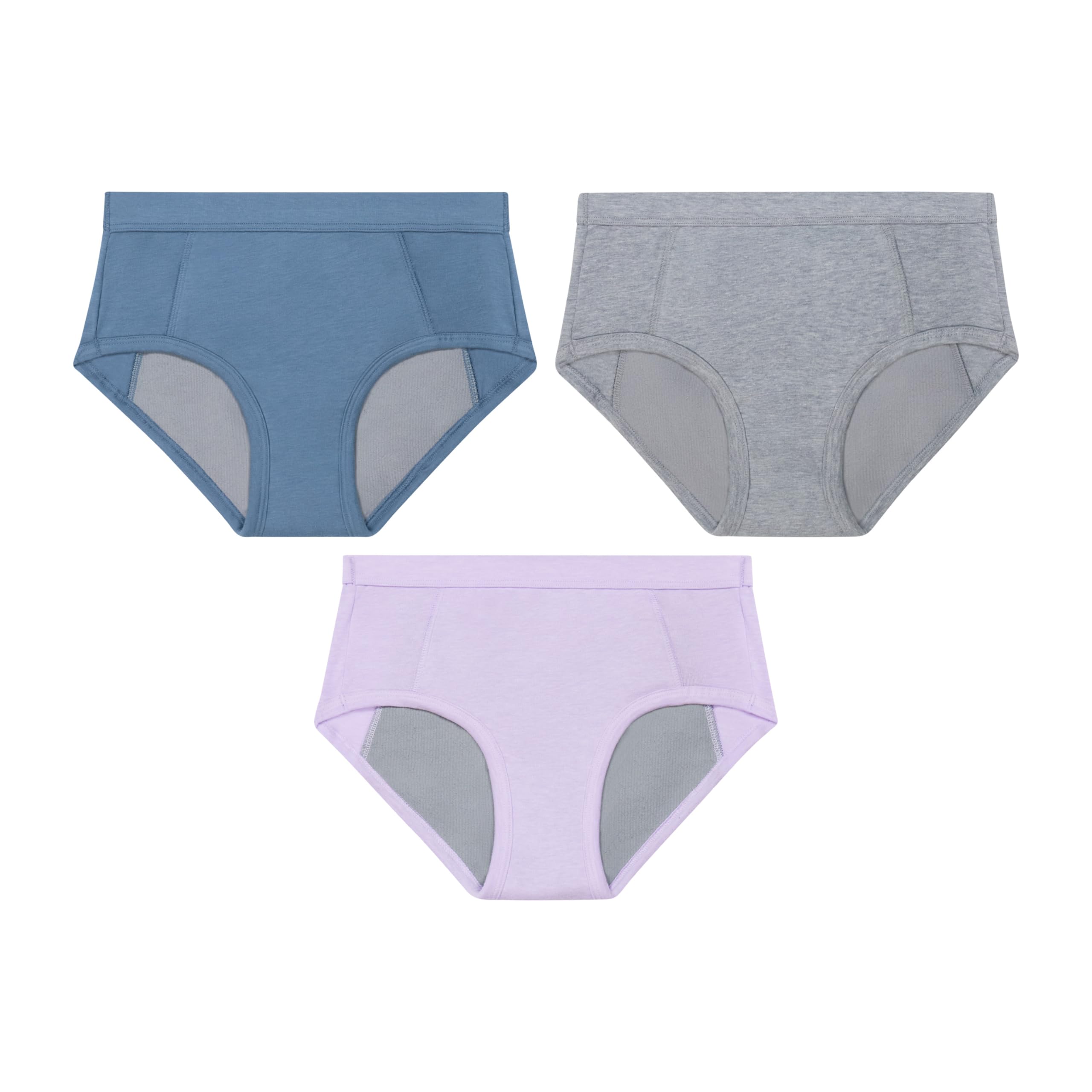 Hanes Assorbimento Slip 3 Paia Confident Nights Cotone Intimo Notte per Ragazze Viola/Nebbia/Grigio, 6