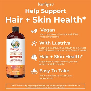 MaryRuth's Multivitamin Multimineral Supplement for Women + Hair Growth Vitamins | Lustriva & Chromium Picolinate 1000mcg | Thicker Hair, Fine Lines, Skin Care | Ages 18+ | 30 Fl Oz (3 Pack)